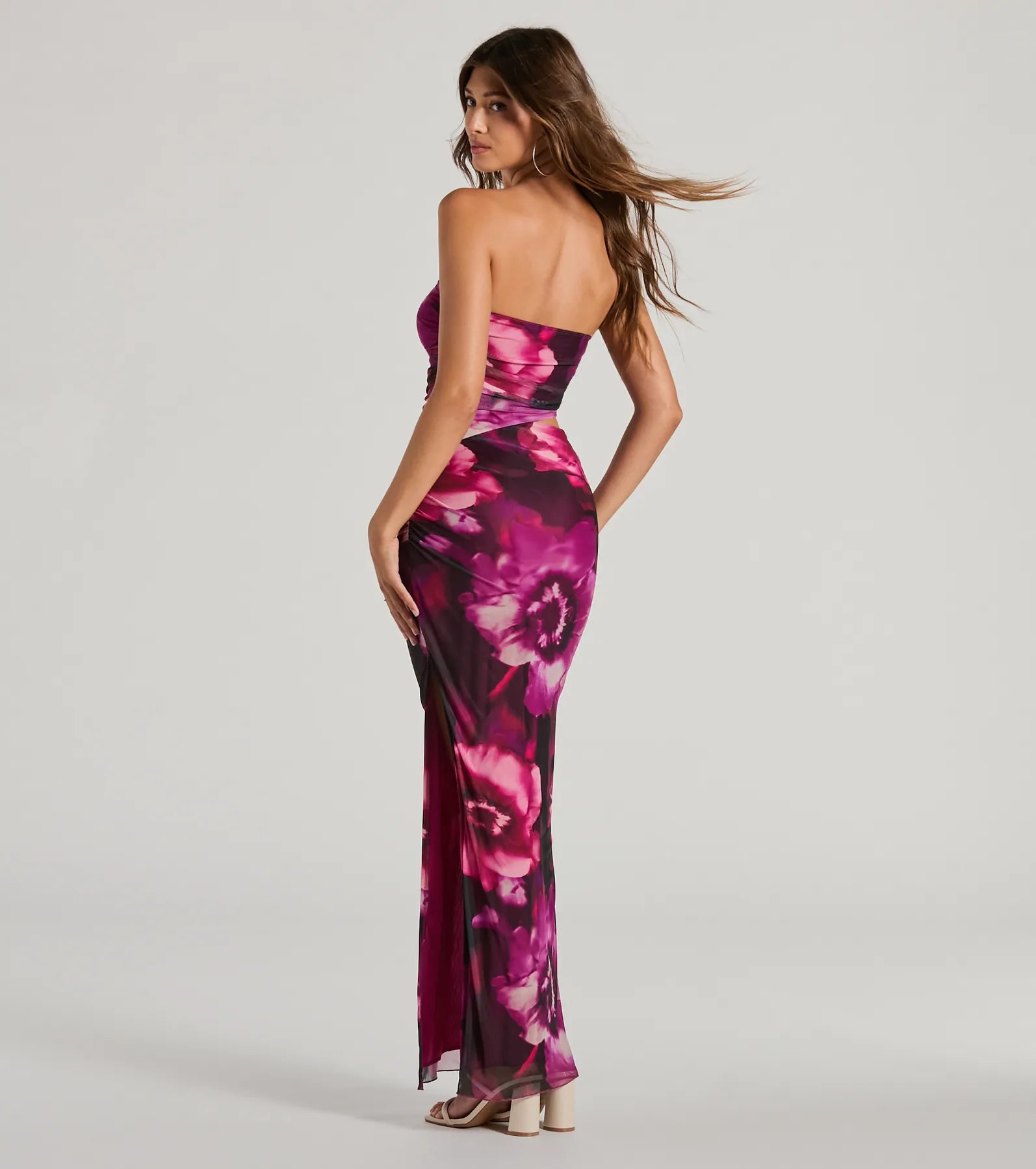 Ultimate Strapless Floral Maxi Dress with Side Cutout