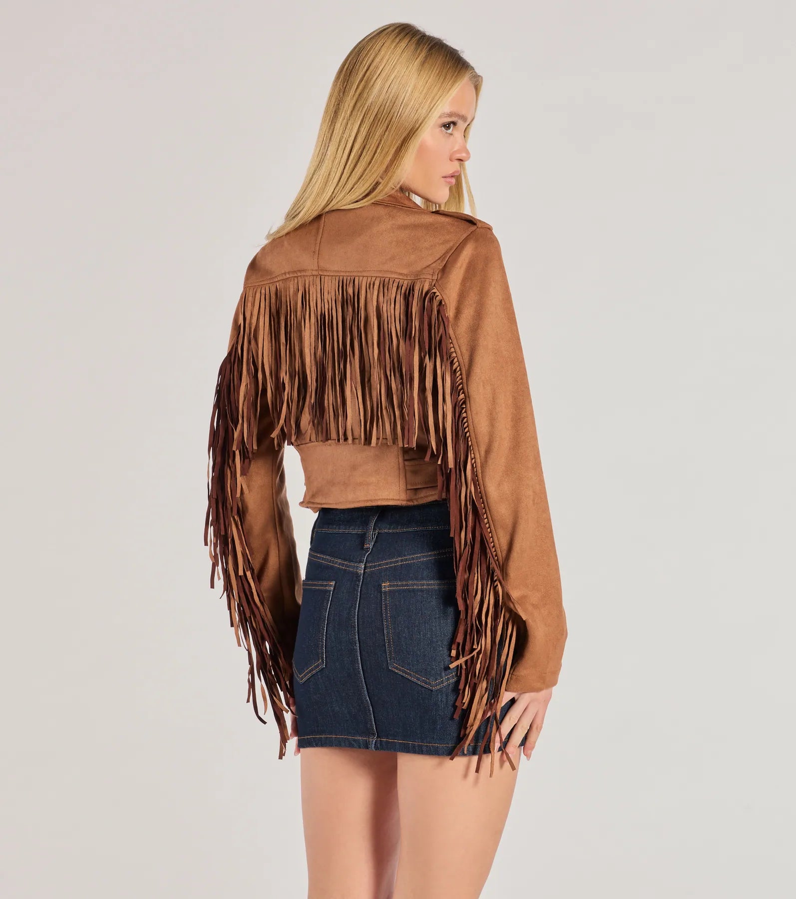 Ultimate Western Chic Faux Suede Fringe Moto Jacket