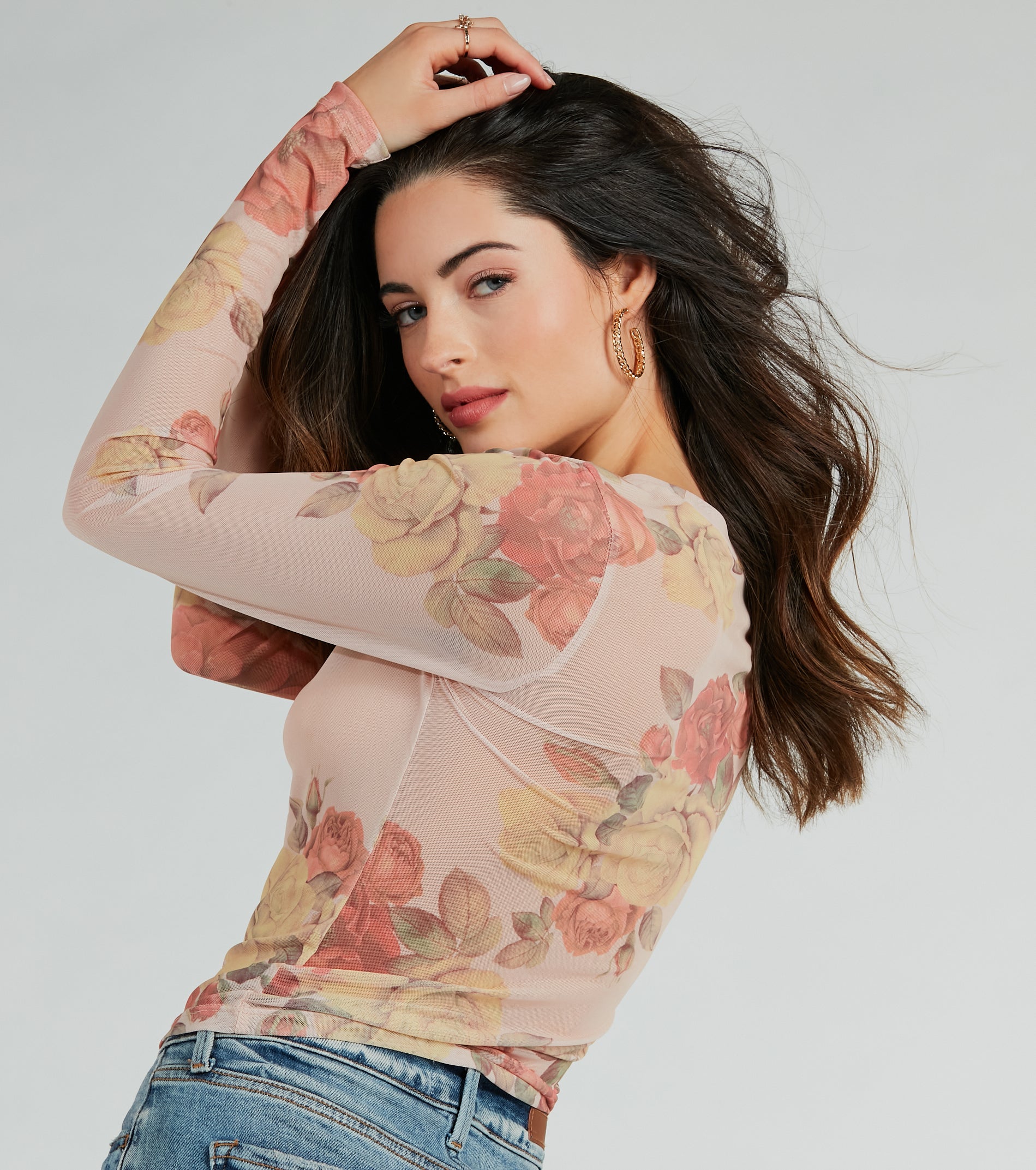 Ultimate Spring Floral Mesh Crop Top - Elevate Your Style