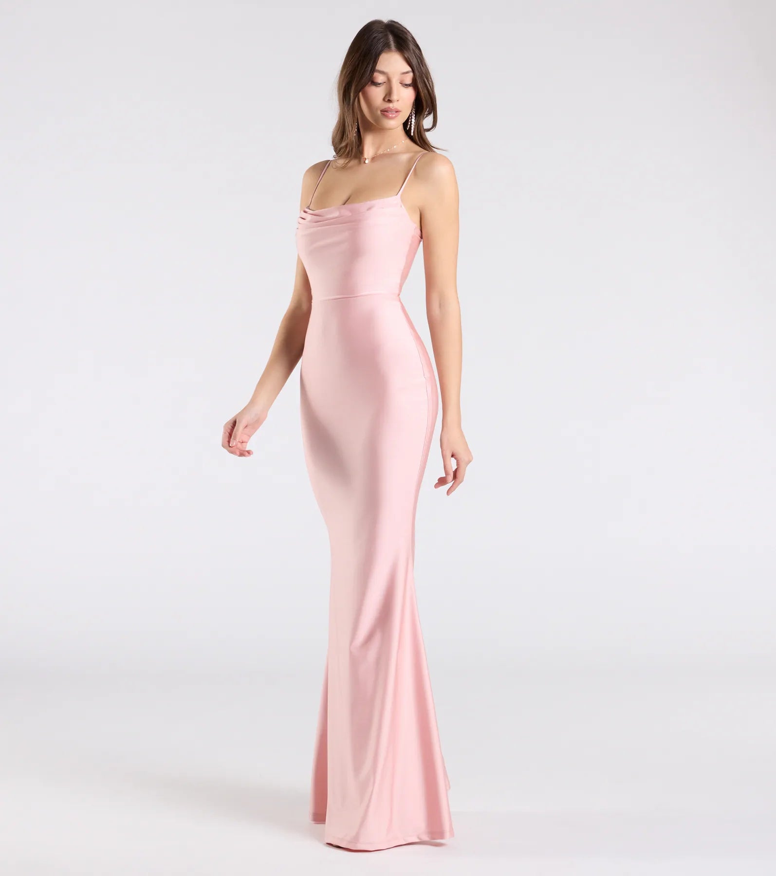 Premium Delia Elegant Cowl Neck Mermaid Gown