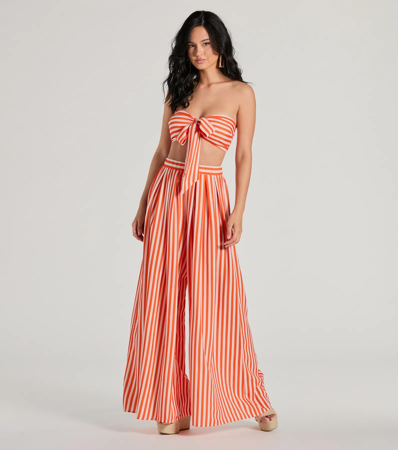 Ultimate Festive Striped Palazzo Pants - High-Rise Flowy Style