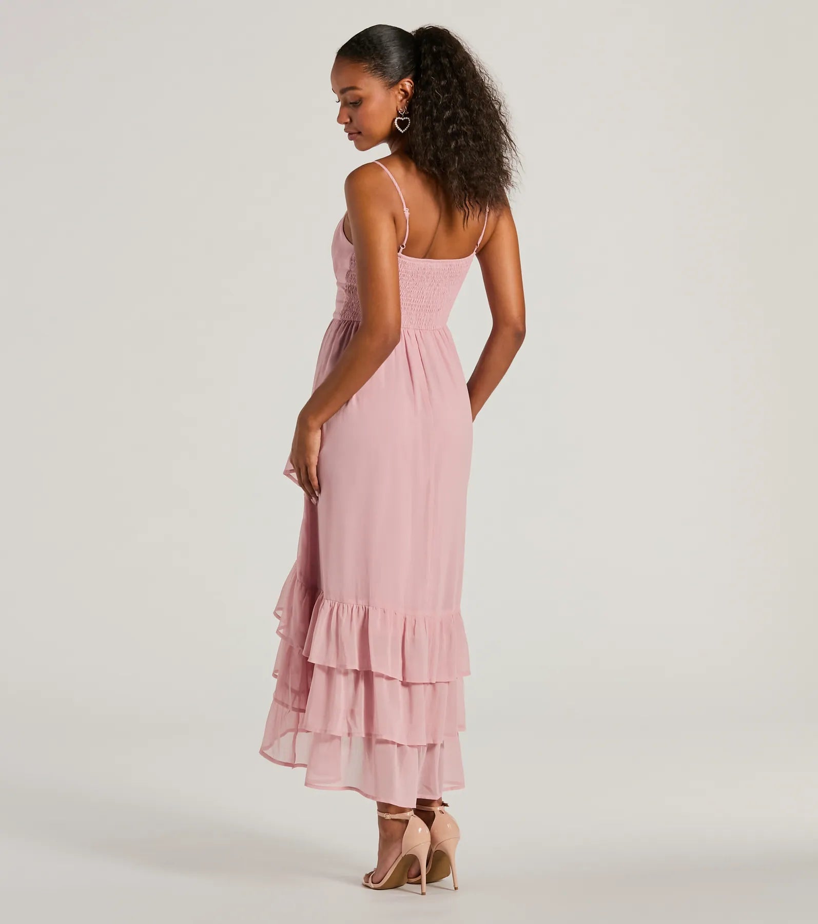 Ultimate Celebration V-Neck Chiffon Midi Dress with Romantic Ruffles