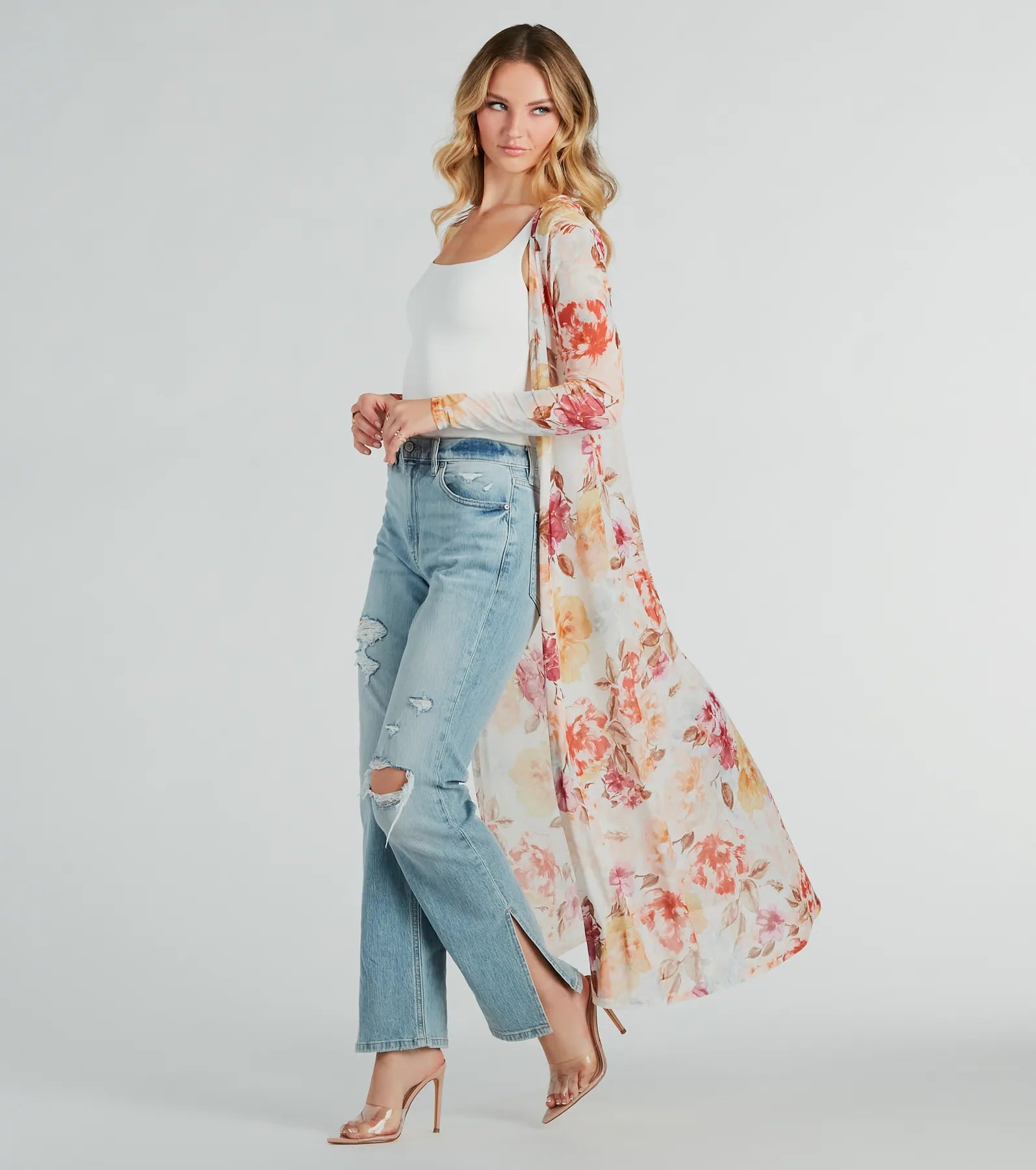 Ultimate Bloom Floral Mesh Duster - Elevate Your Style