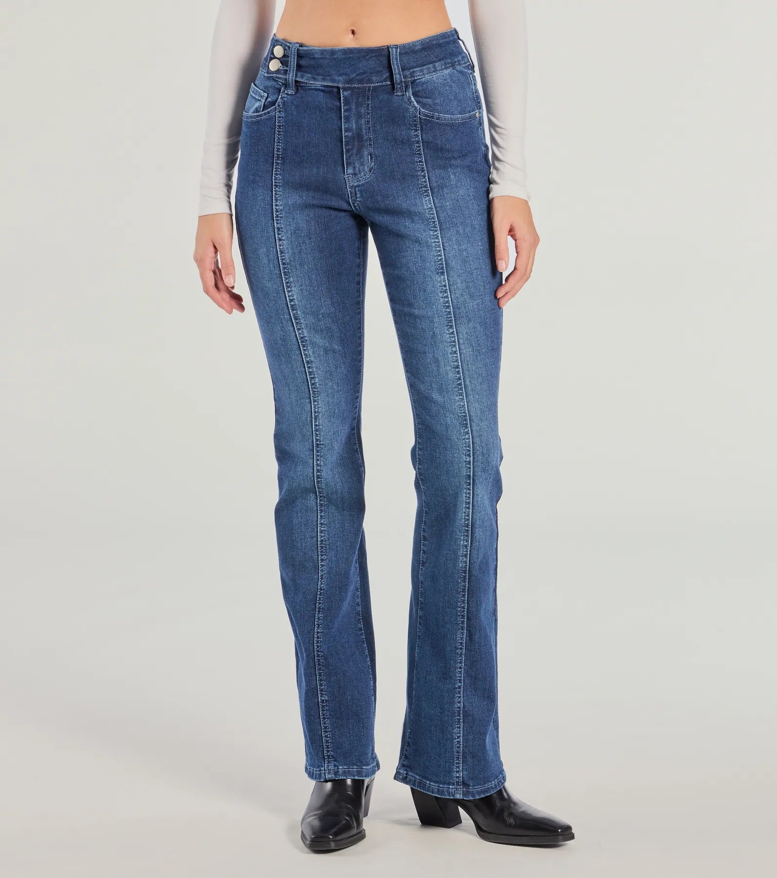 Premium Good Vibes Mid-Rise Flared Jeans