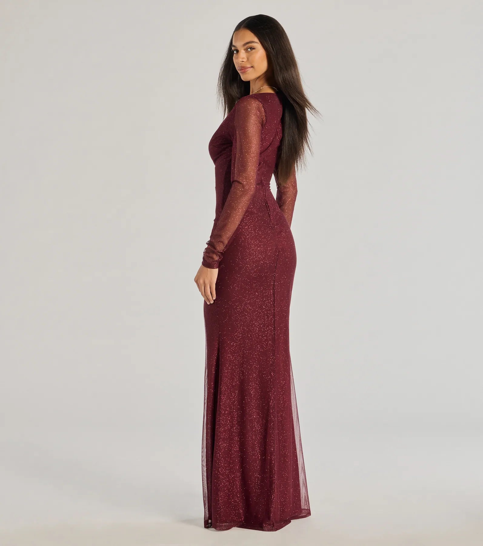 Premium Alanna Glitter Mesh Mermaid Gown