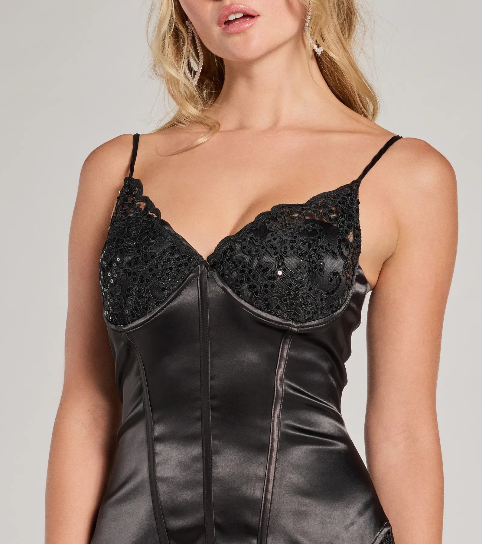 Ultimate Jackie Sweetheart Lace Sequin Satin Mini Dress - Perfect for Special Occasions