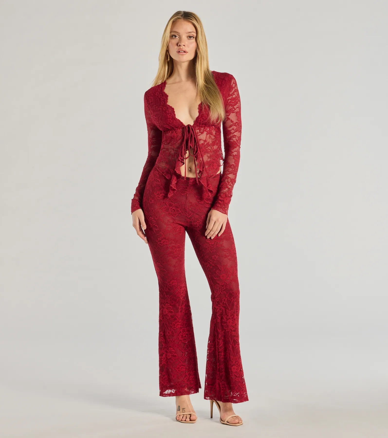 Premium Floral Lace Flared Pants - Ultimate Elegance