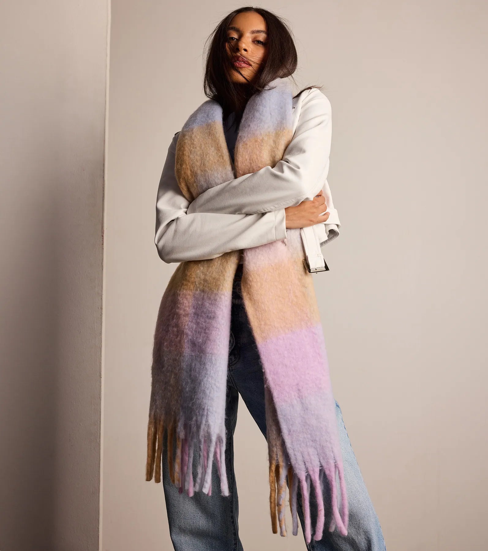 Premium Pastel Colorblock Scarf - Ultimate Cozy Style