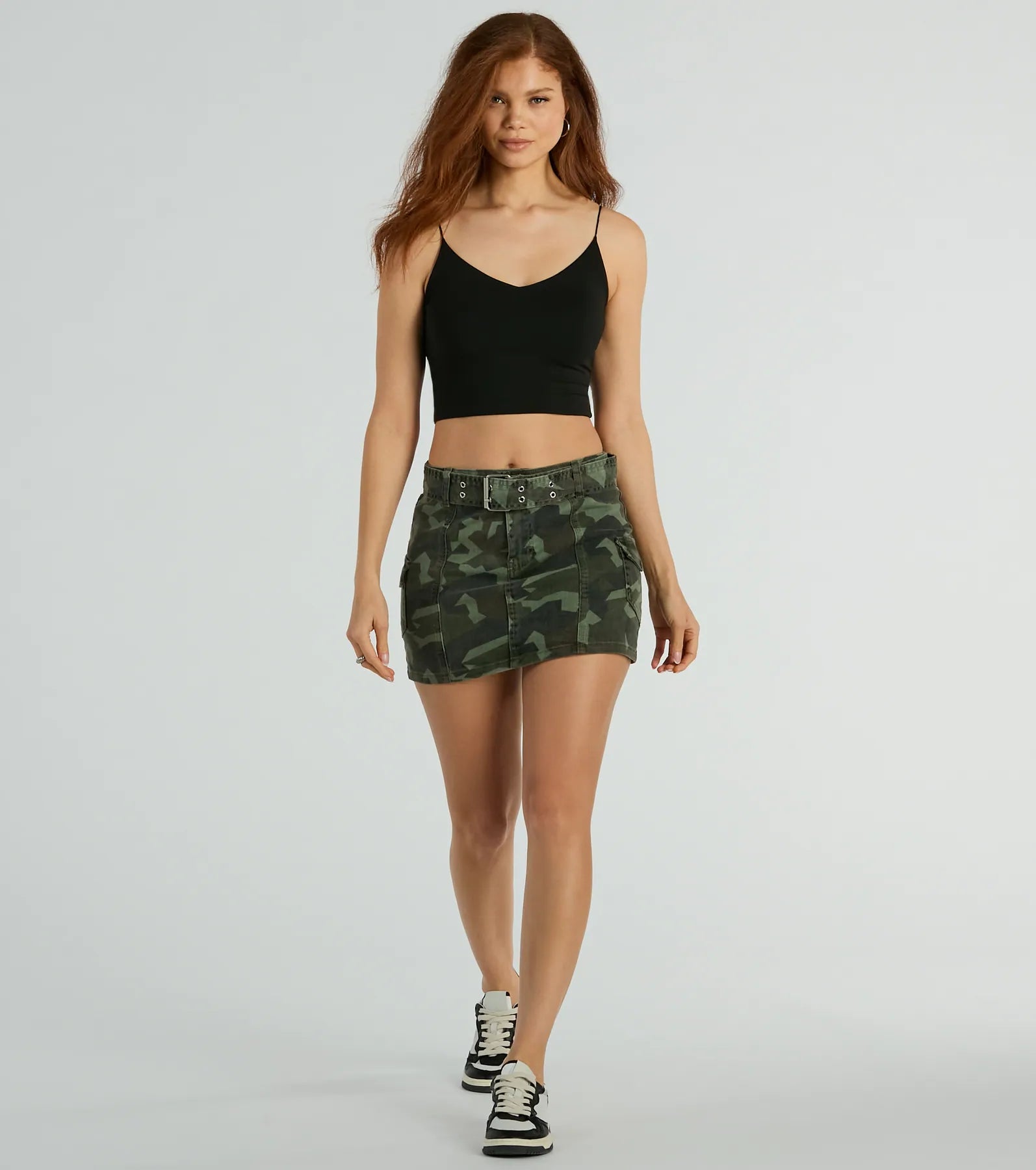 Ultimate Camouflage Cargo Mini Skirt with Adjustable Belt