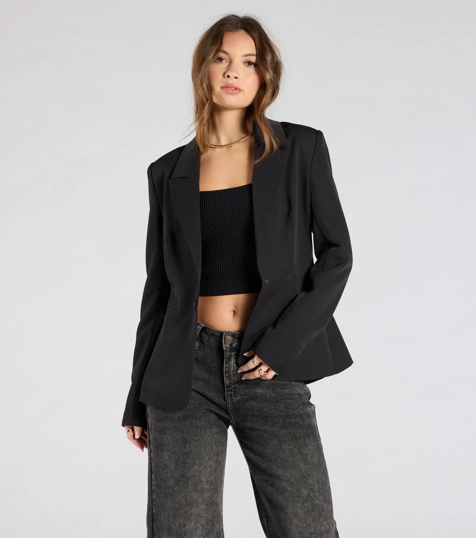 Premium Always On Time Collared Blazer - Ultimate 90s Style