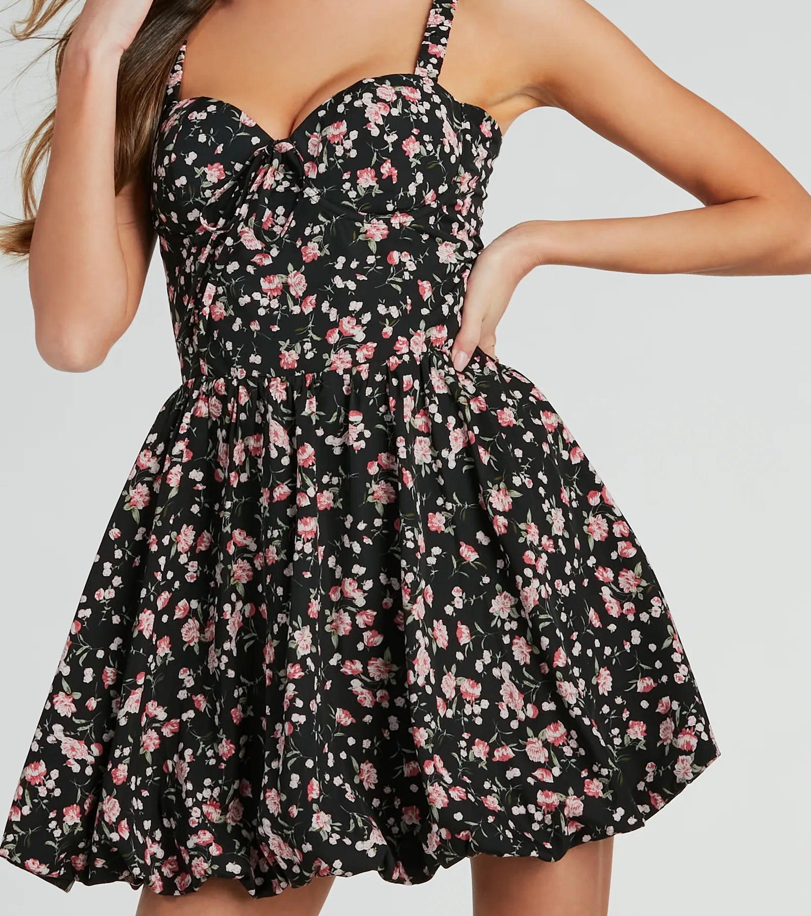 Ultimate Floral Elegance: Bubble Hem Skater Dress