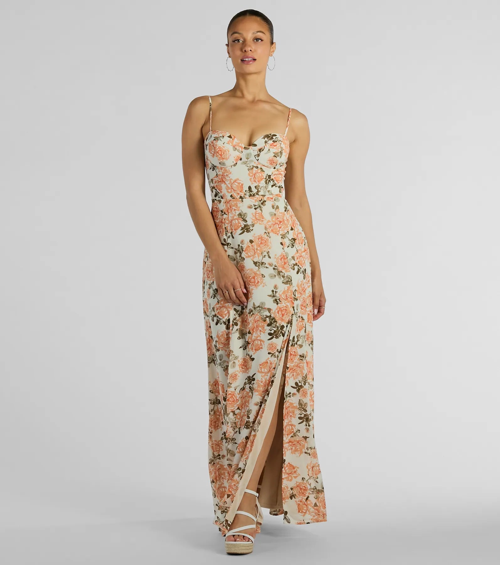 Ultimate Elegance Rose Floral Chiffon Maxi Dress