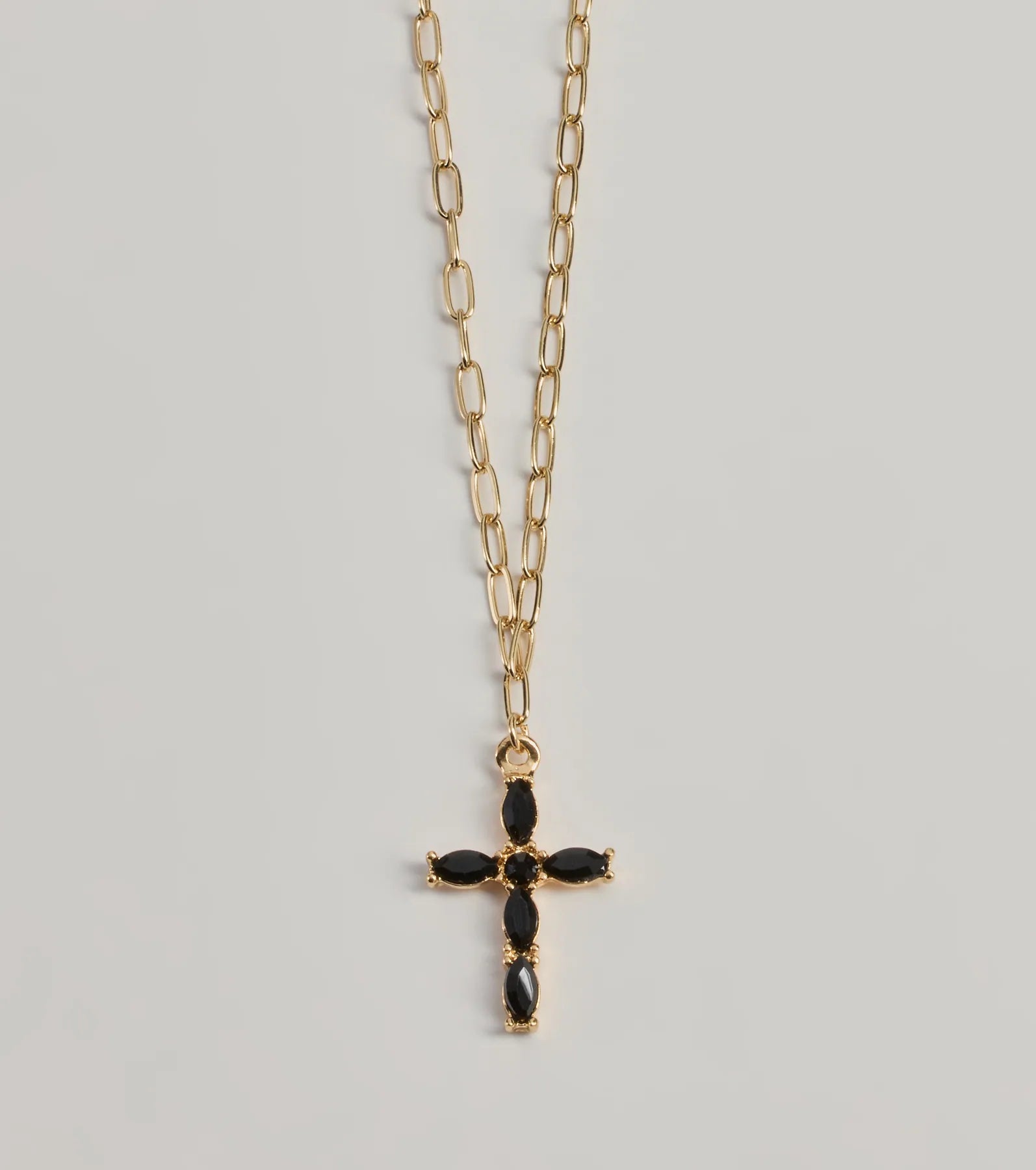 Ultimate Glam Gemstone Cross Chain Necklace