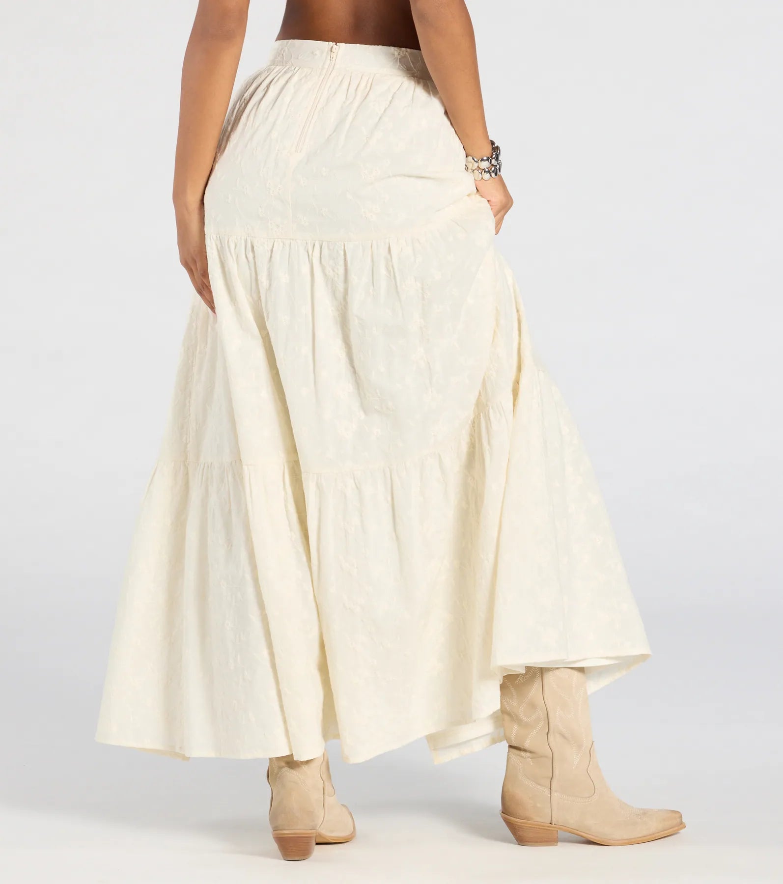 Ultimate Free Spirit Embroidered Maxi Skirt with High Slit