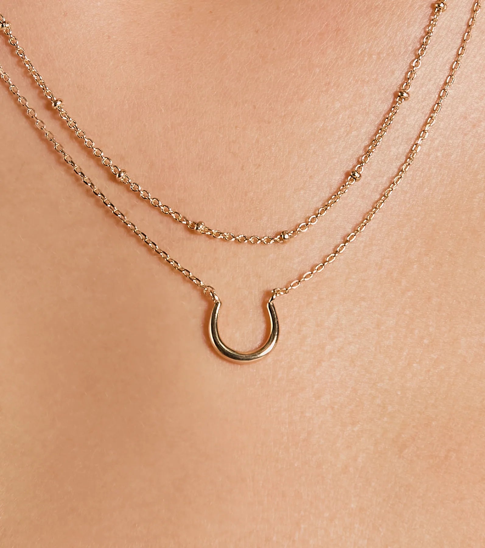 Ultimate Lucky Chic Horseshoe Charm Layered Necklace
