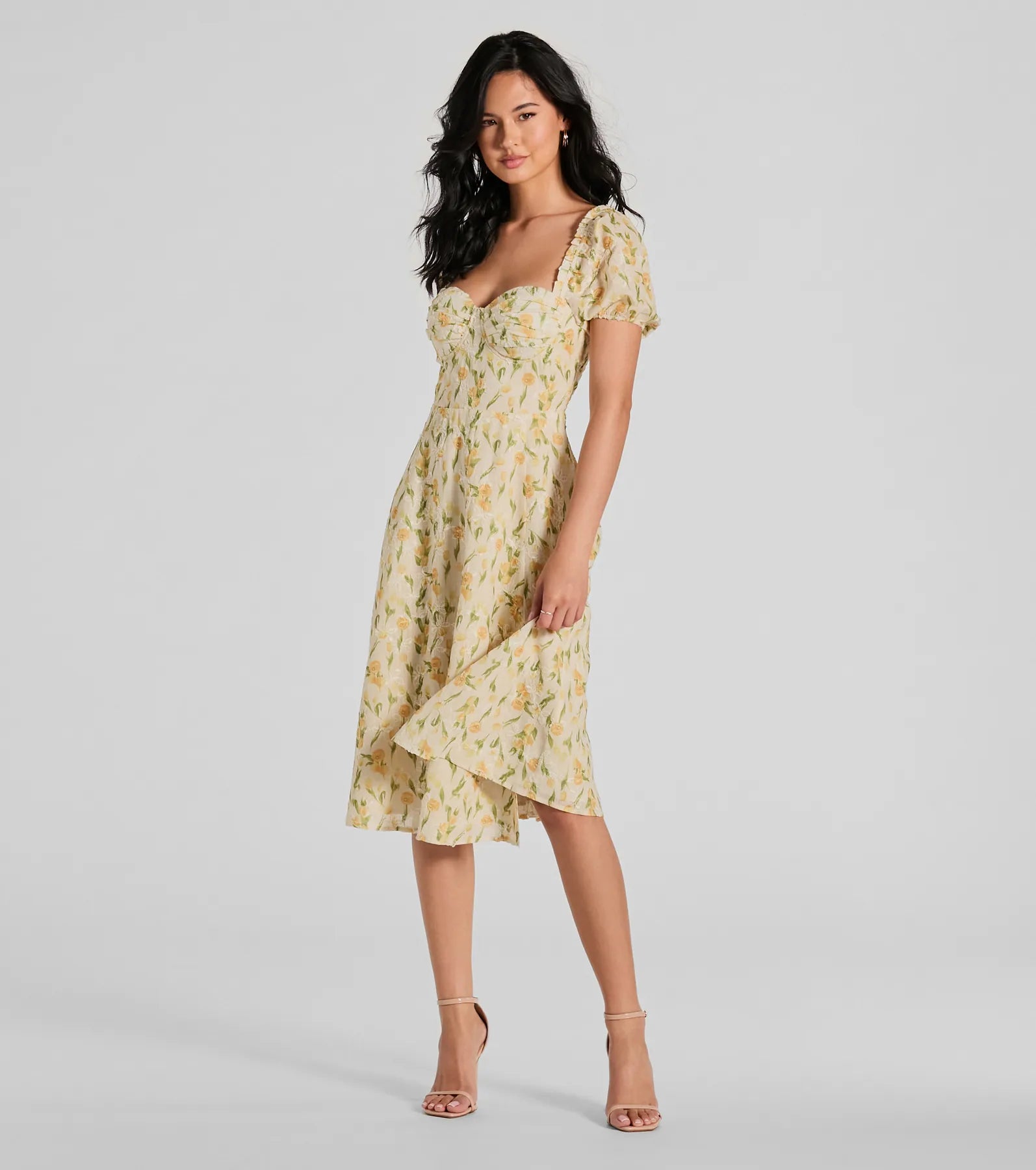 Ultimate Summer Sweetheart Lemon Print A-Line Midi Dress