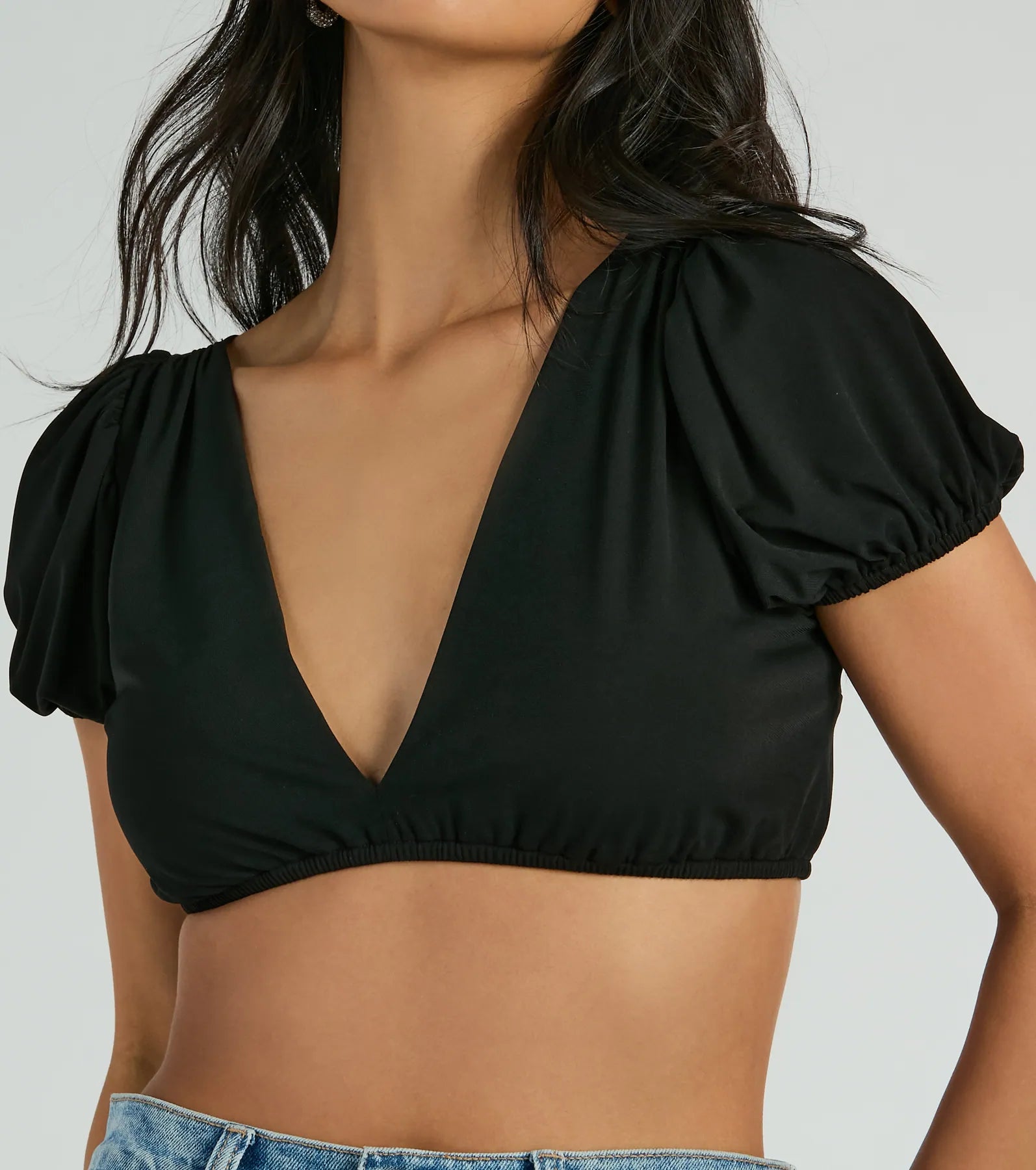 Premium Allure Puff Sleeve Tie-Back Crop Top - Ultimate Summer Style