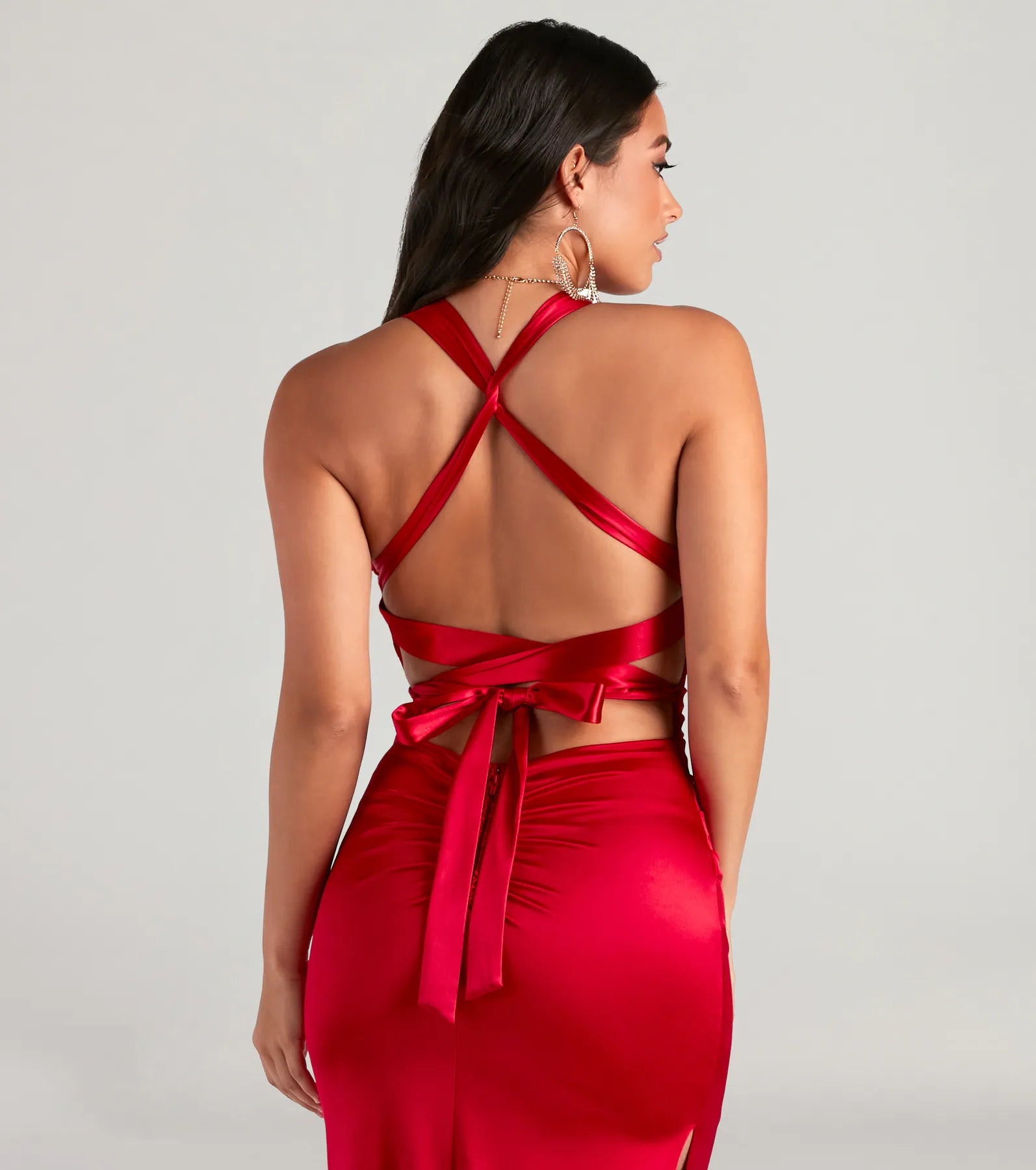 Premium Jamie Lace-Up Satin Gown for Special Occasions