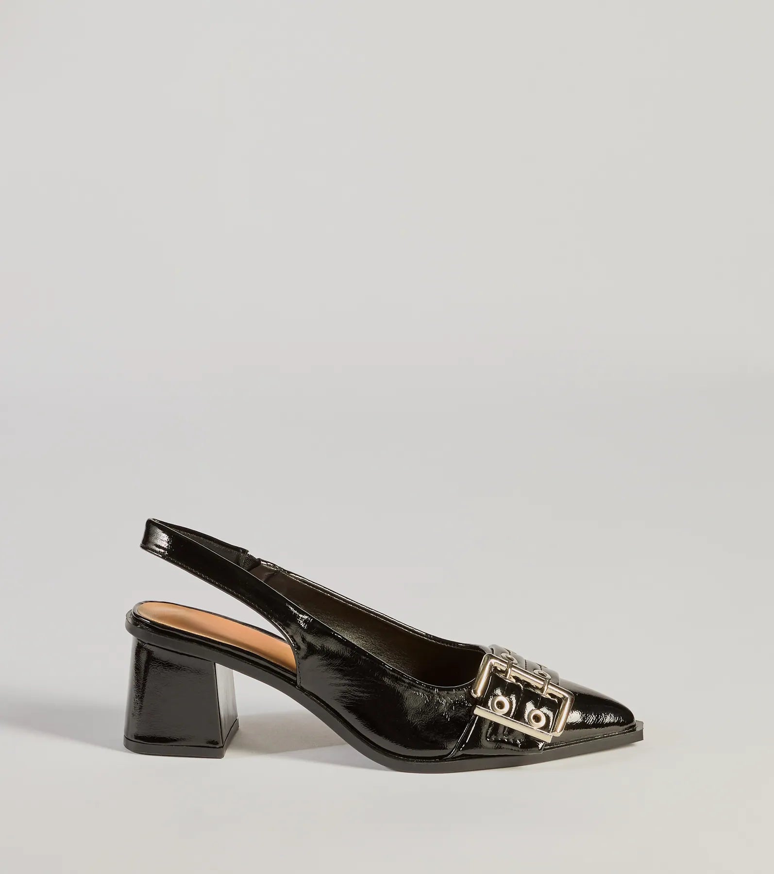 Ultimate Edgy Glam Faux Patent Leather Slingback Pumps