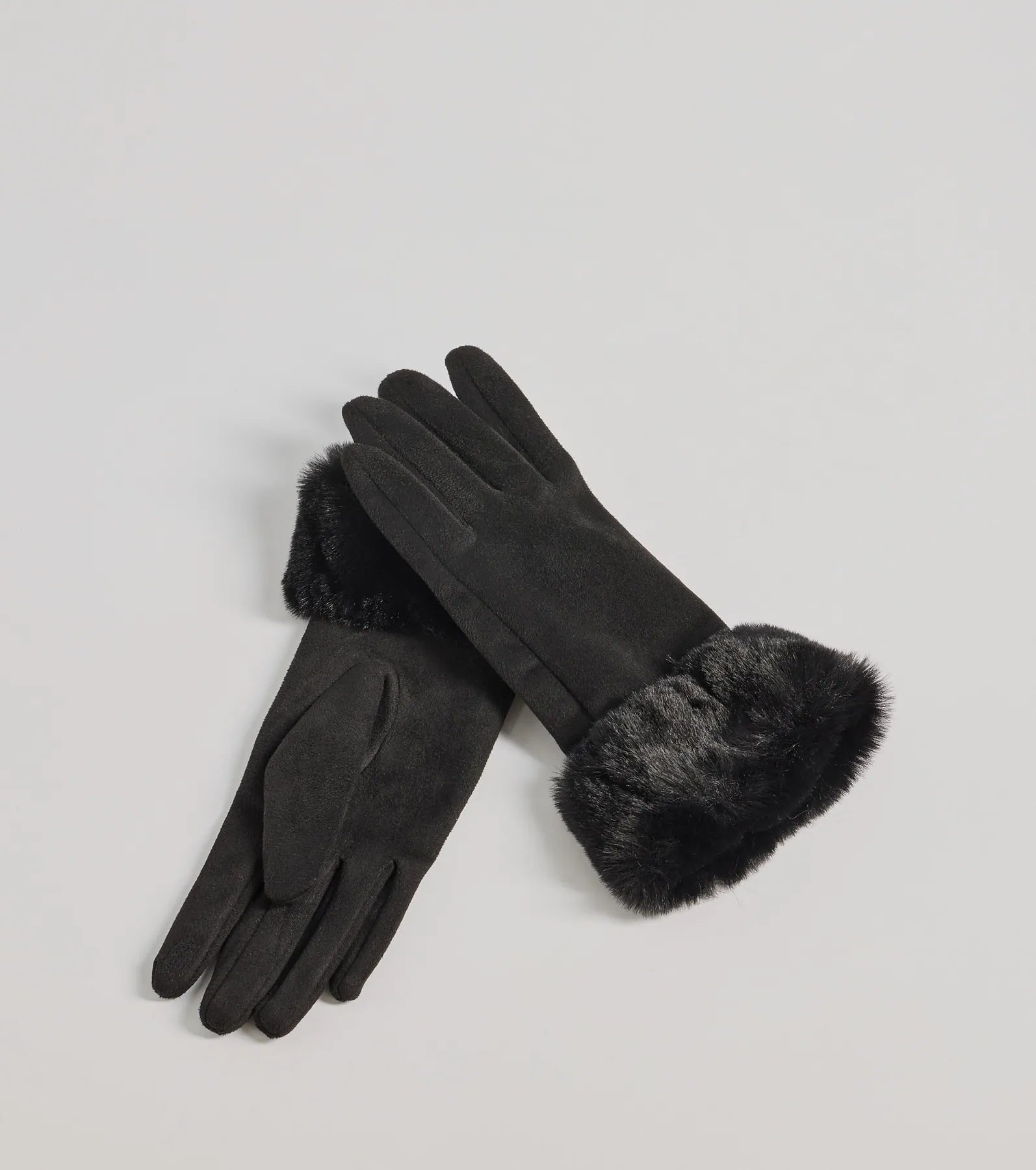 Premium Soft Touch Faux Suede Gloves with Faux Fur Cuff