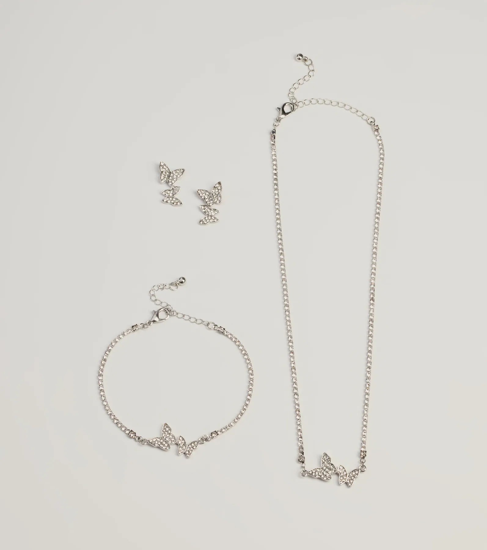 Ultimate Glamour: Rhinestone Butterfly Jewelry Set