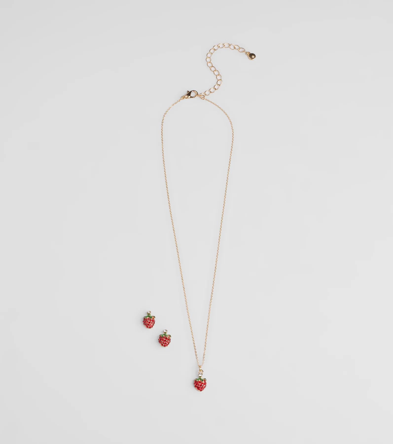 Premium Strawberry Jewelry Set - Necklace & Earrings
