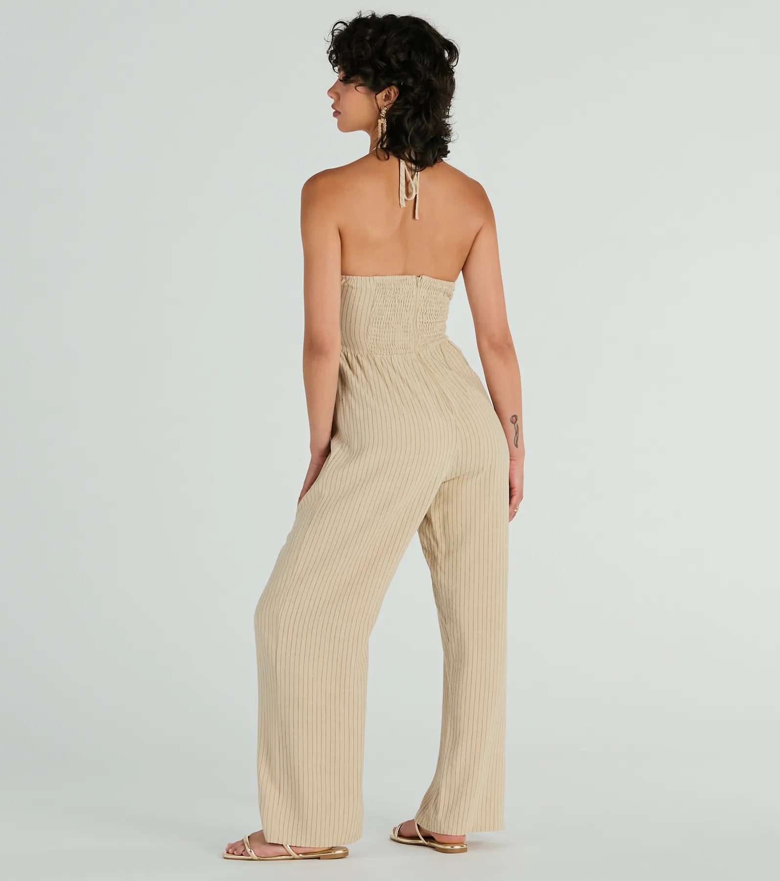 Premium Coastal Chic Striped Linen Jumpsuit