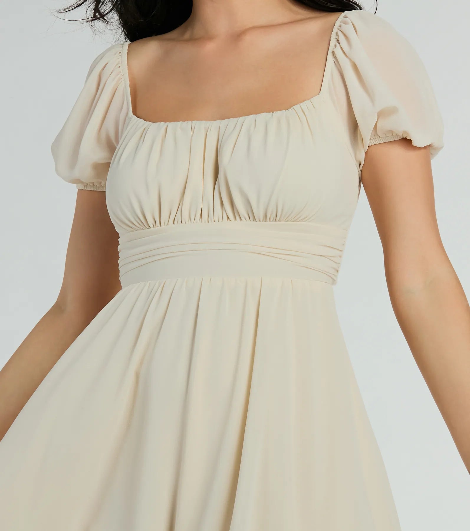 Ultimate Flirt & Twirl Puff Sleeve Dress - Tie-Back Skater Style