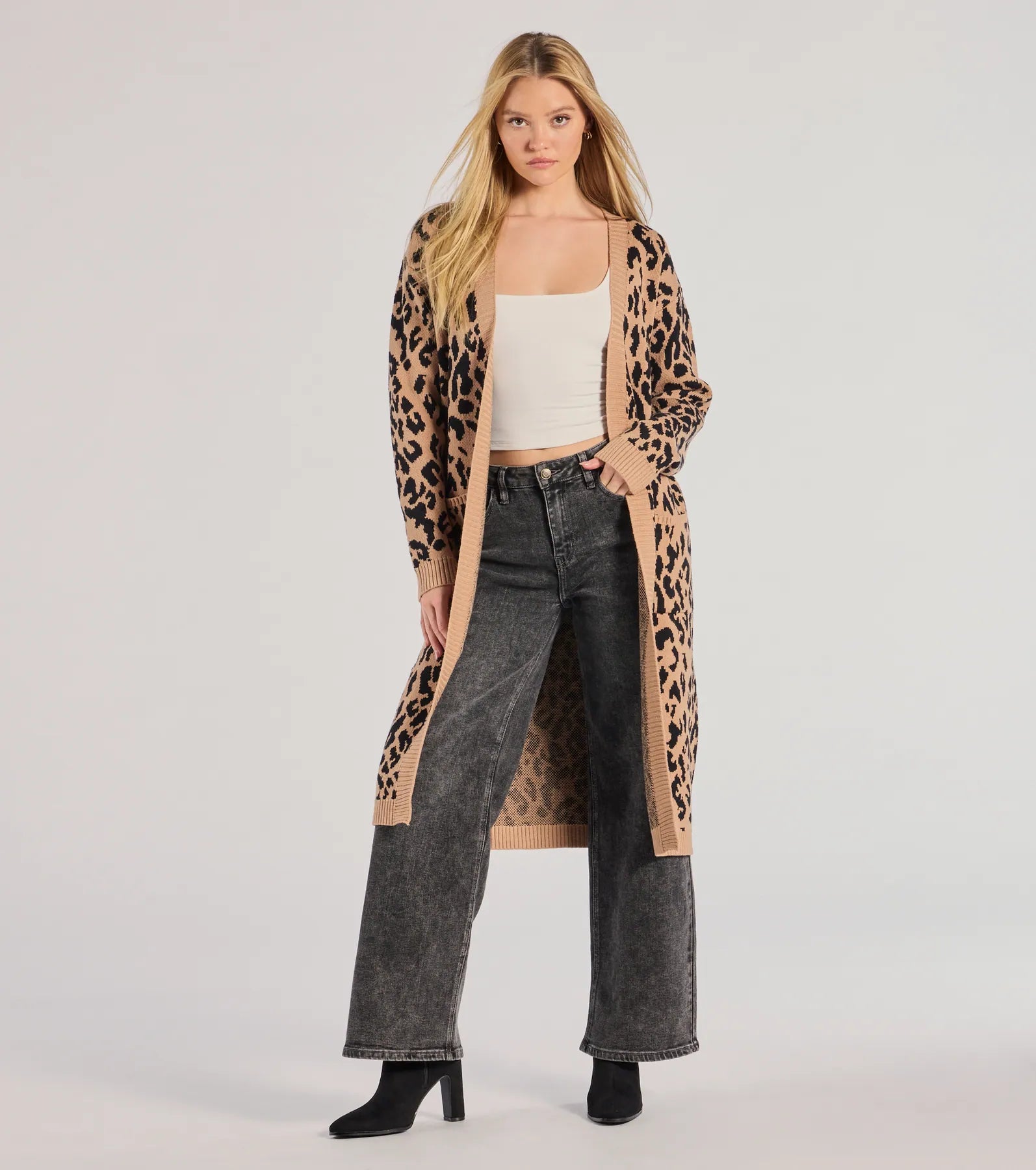 Ultimate Fierce Vibes Leopard Print Knit Duster Coat