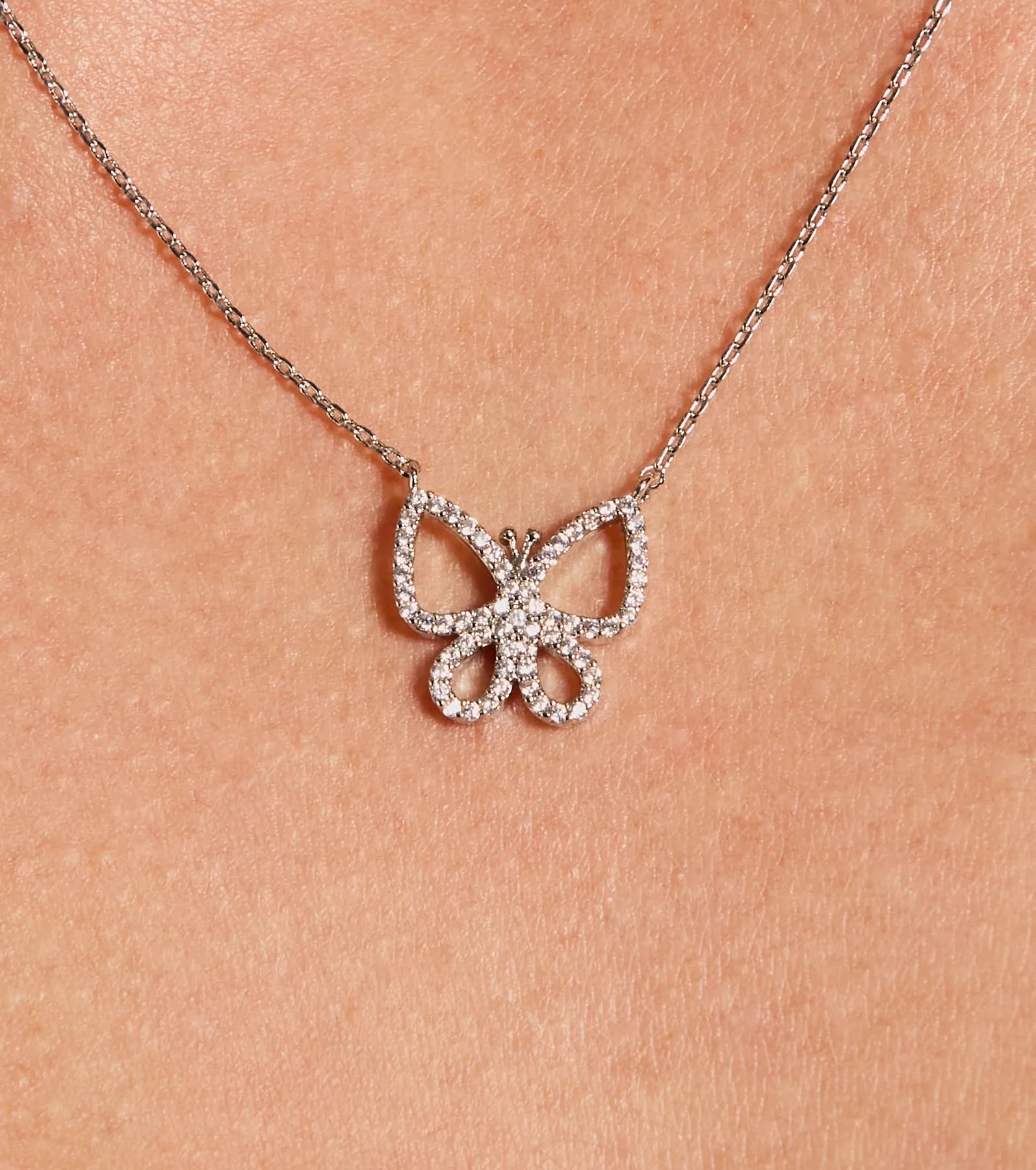 Premium Rhinestone Butterfly Necklace - Whimsical Elegance