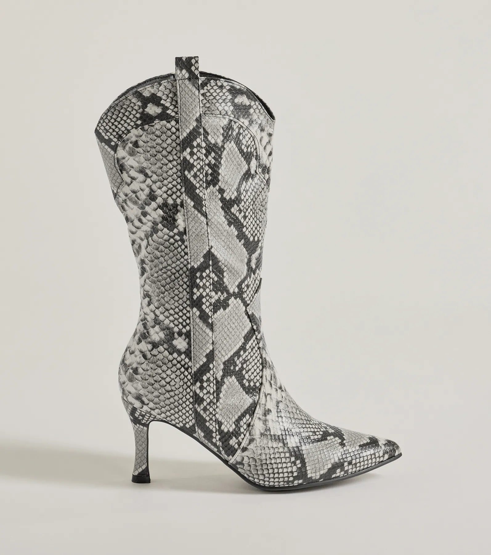 Premium Sassy Aura Faux Leather Snake Print Stiletto Boots