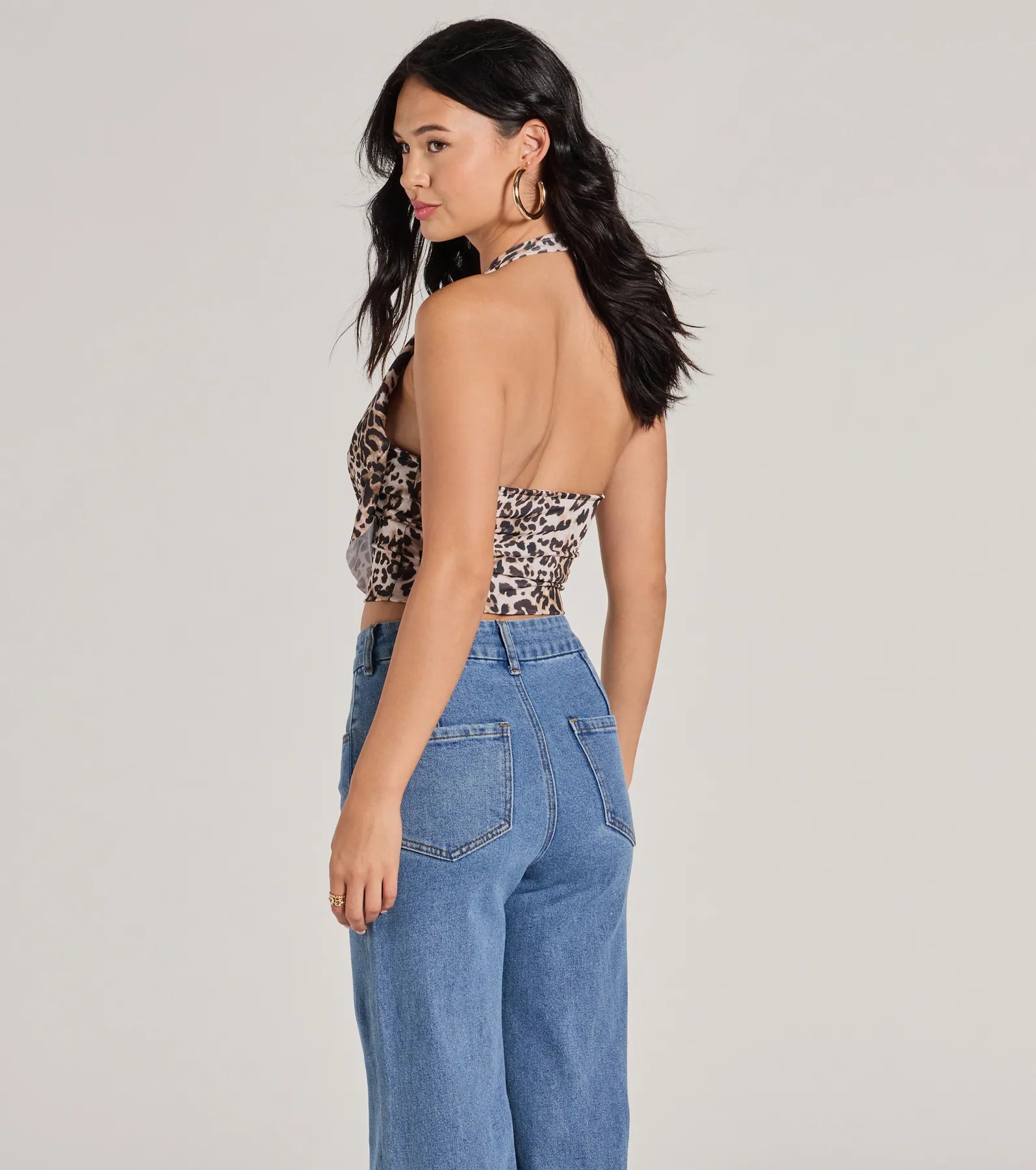 Ultimate Leopard Print Cowl Halter Crop Top - Premium Fit & Style