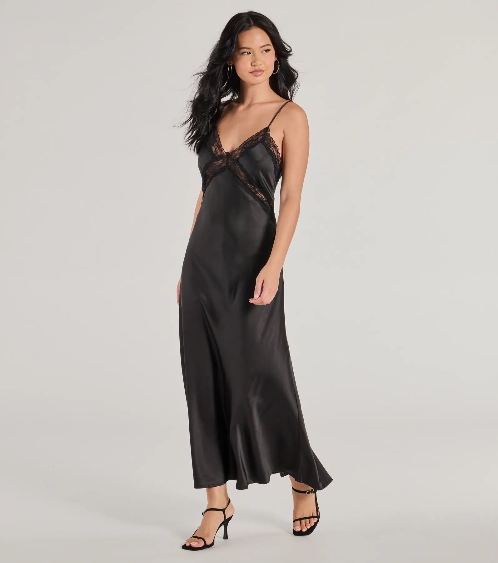 Premium Ethereal Beauty Satin & Lace Maxi Dress