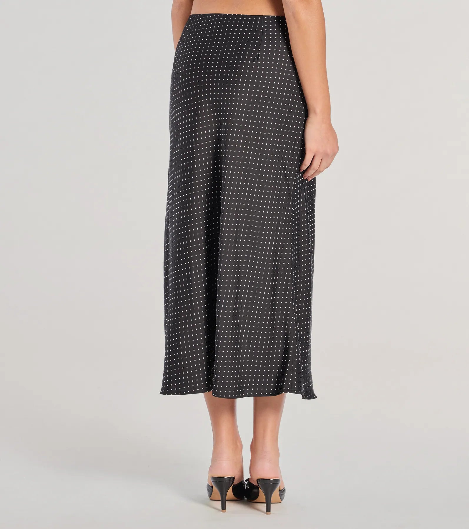 Ultimate Polka Dot Satin Midi Skirt - High-Rise & Flowy