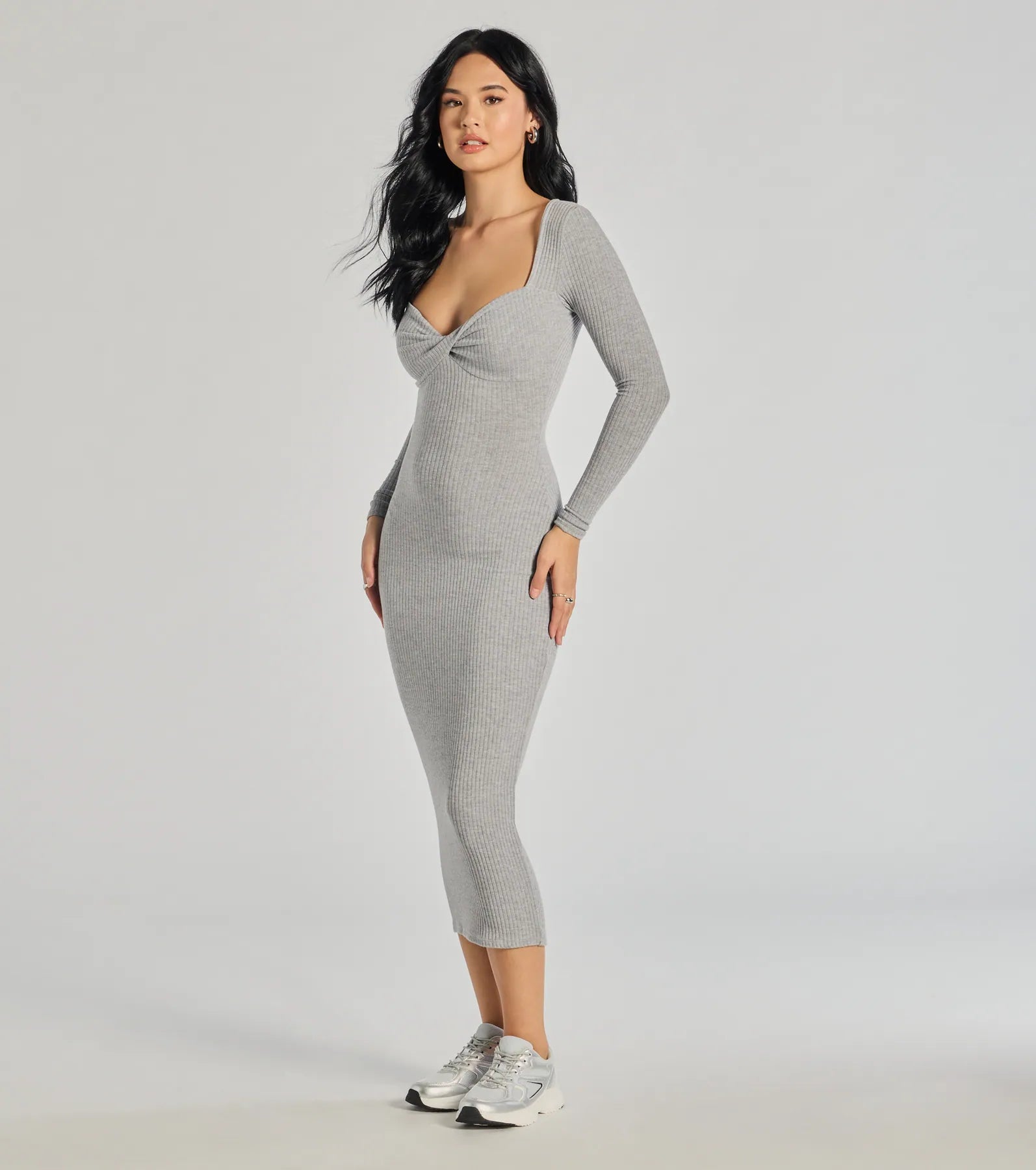 Ultimate Sculpted Chic Ribbed Knit Midi Dress