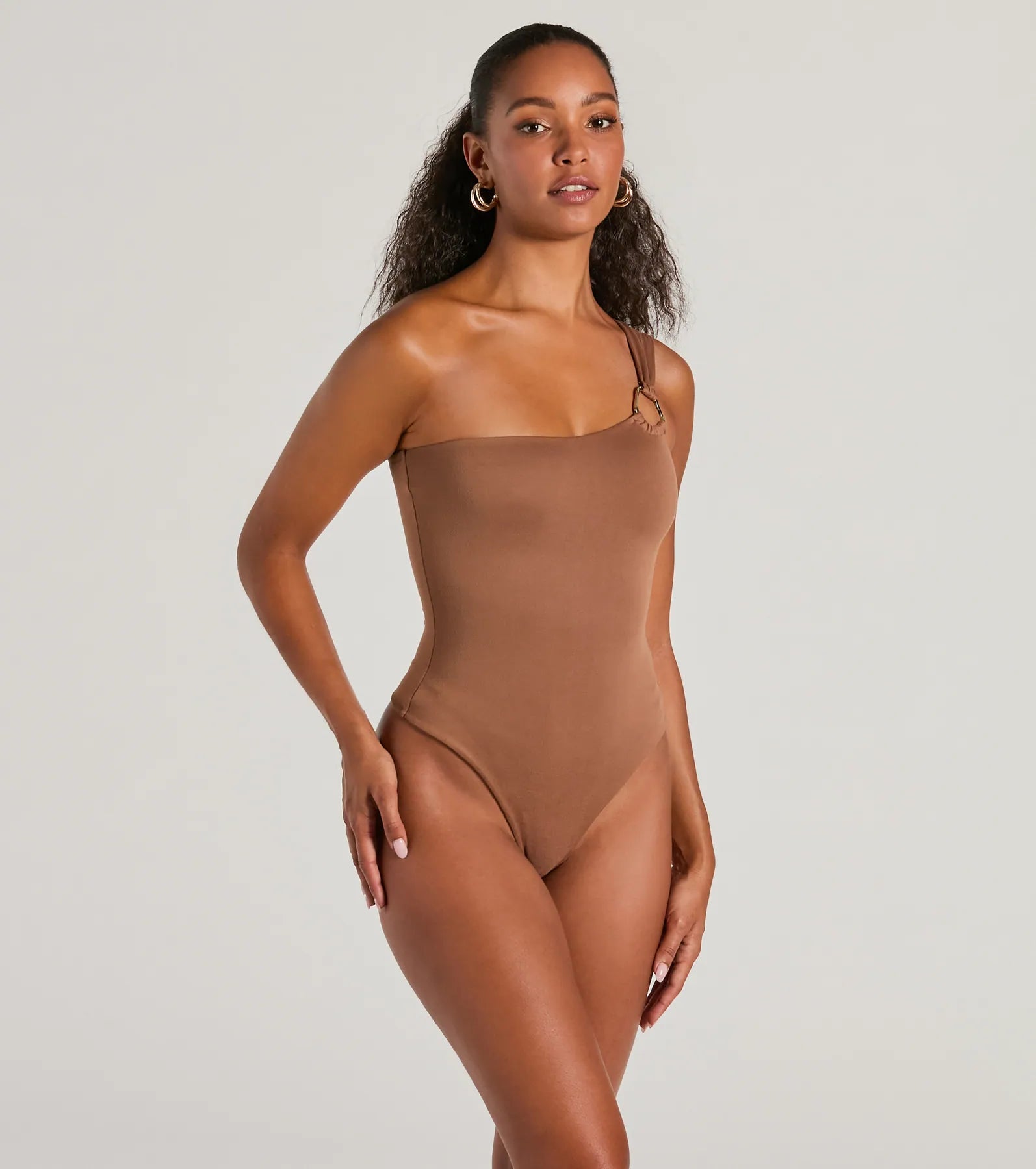 Ultimate One-Shoulder Hoop Bodysuit - Sleek & Confident