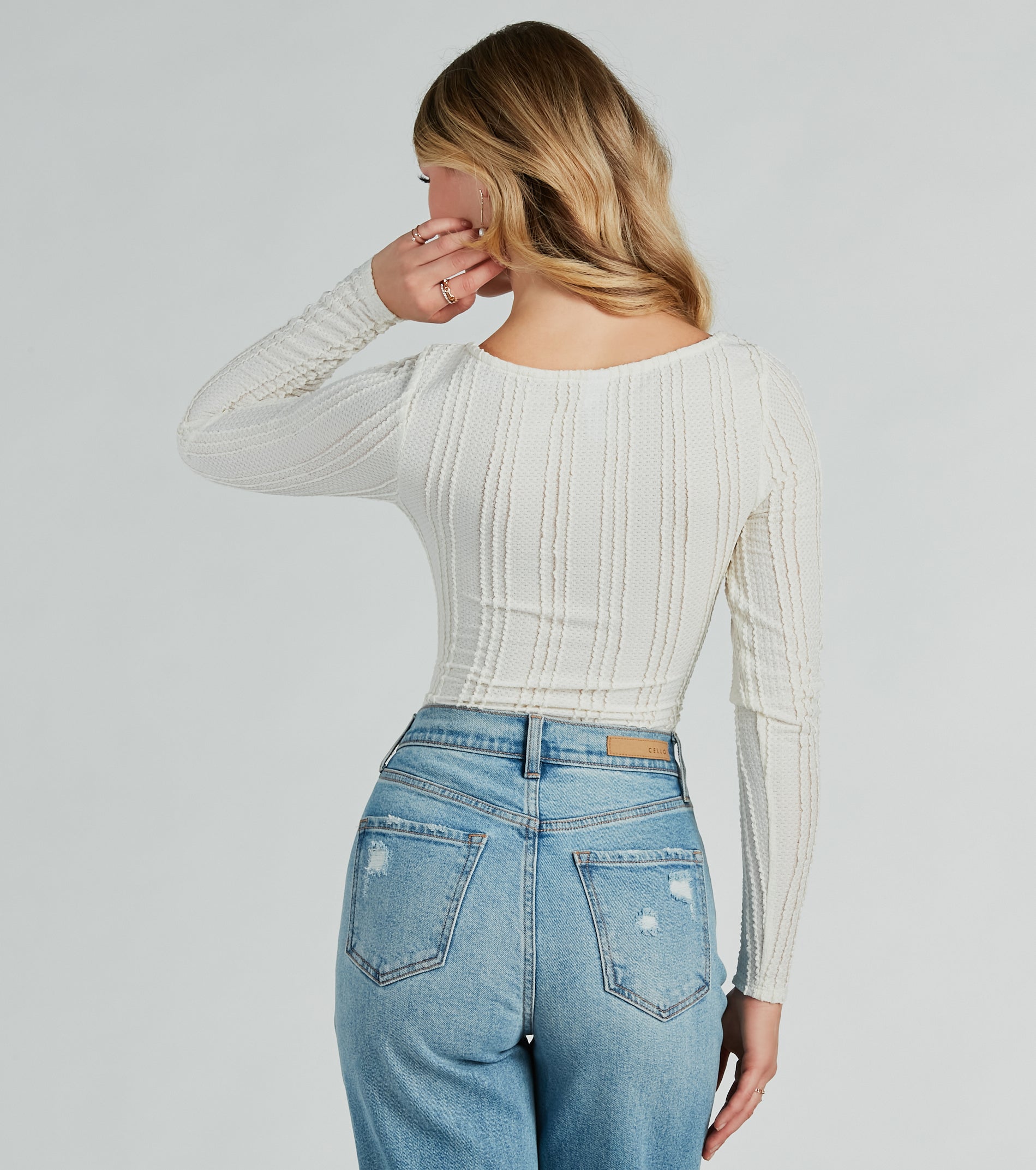 Ultimate Revival Texture Knit Bodysuit - Long Sleeve Style