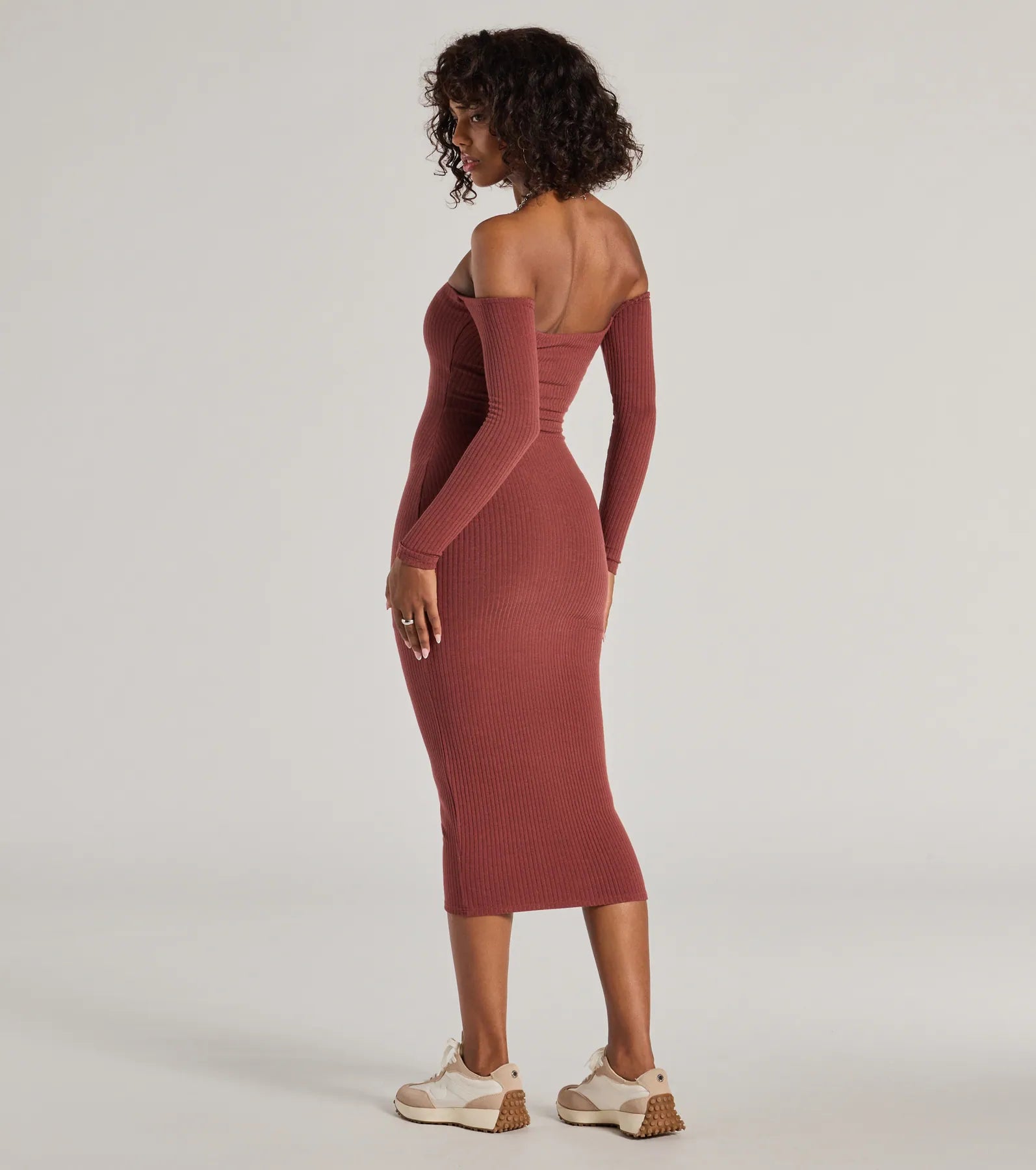 Ultimate Carefree Chic Ribbed Knit Midi Dress