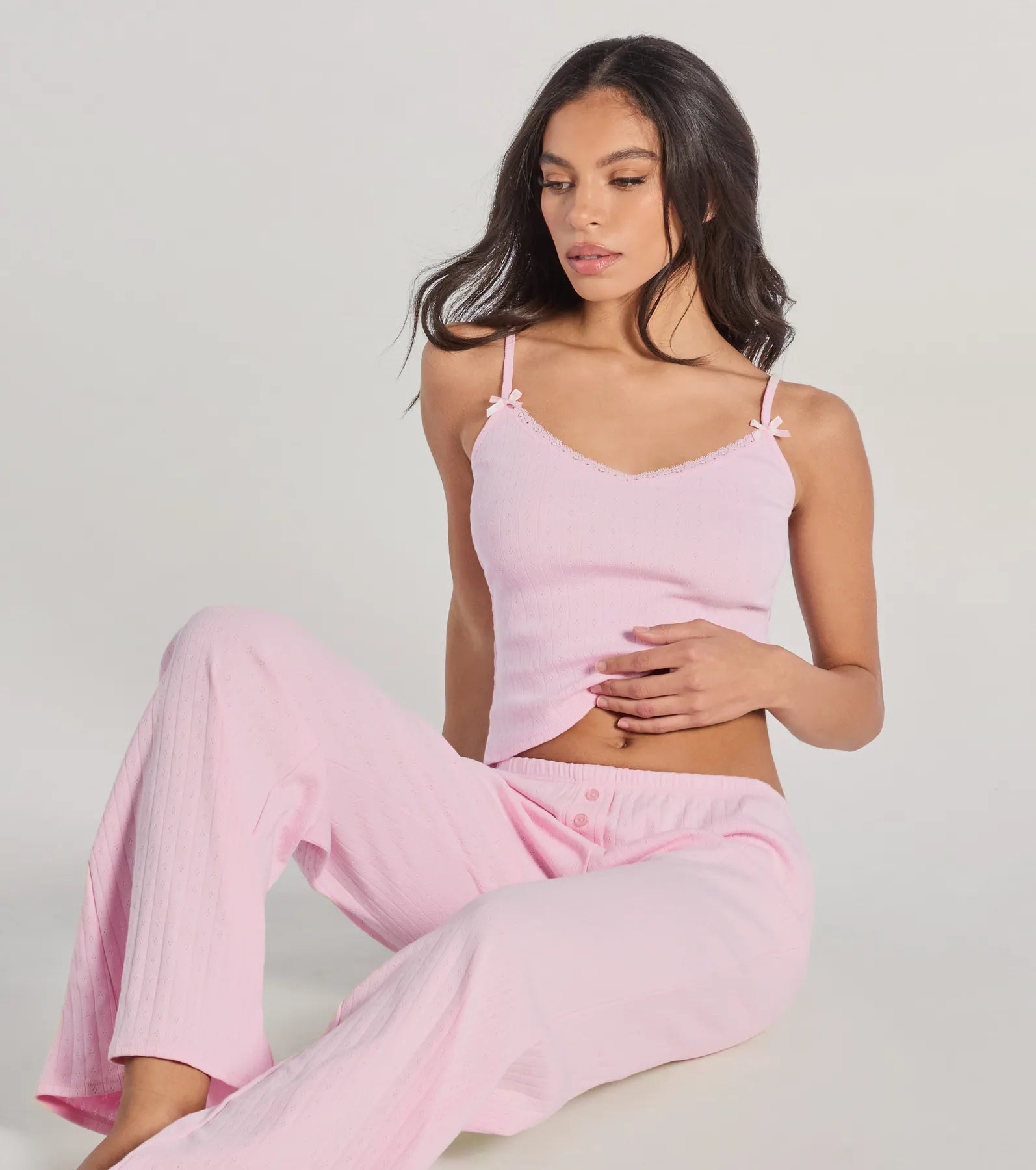 Ultimate Comfort V-Neck Pointelle Pajama Crop Top