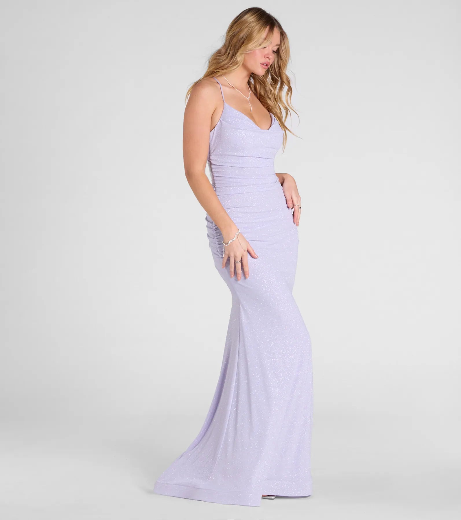 Leslie Premium Lace-Up Mermaid Glitter Gown - Ultimate Formal Dress