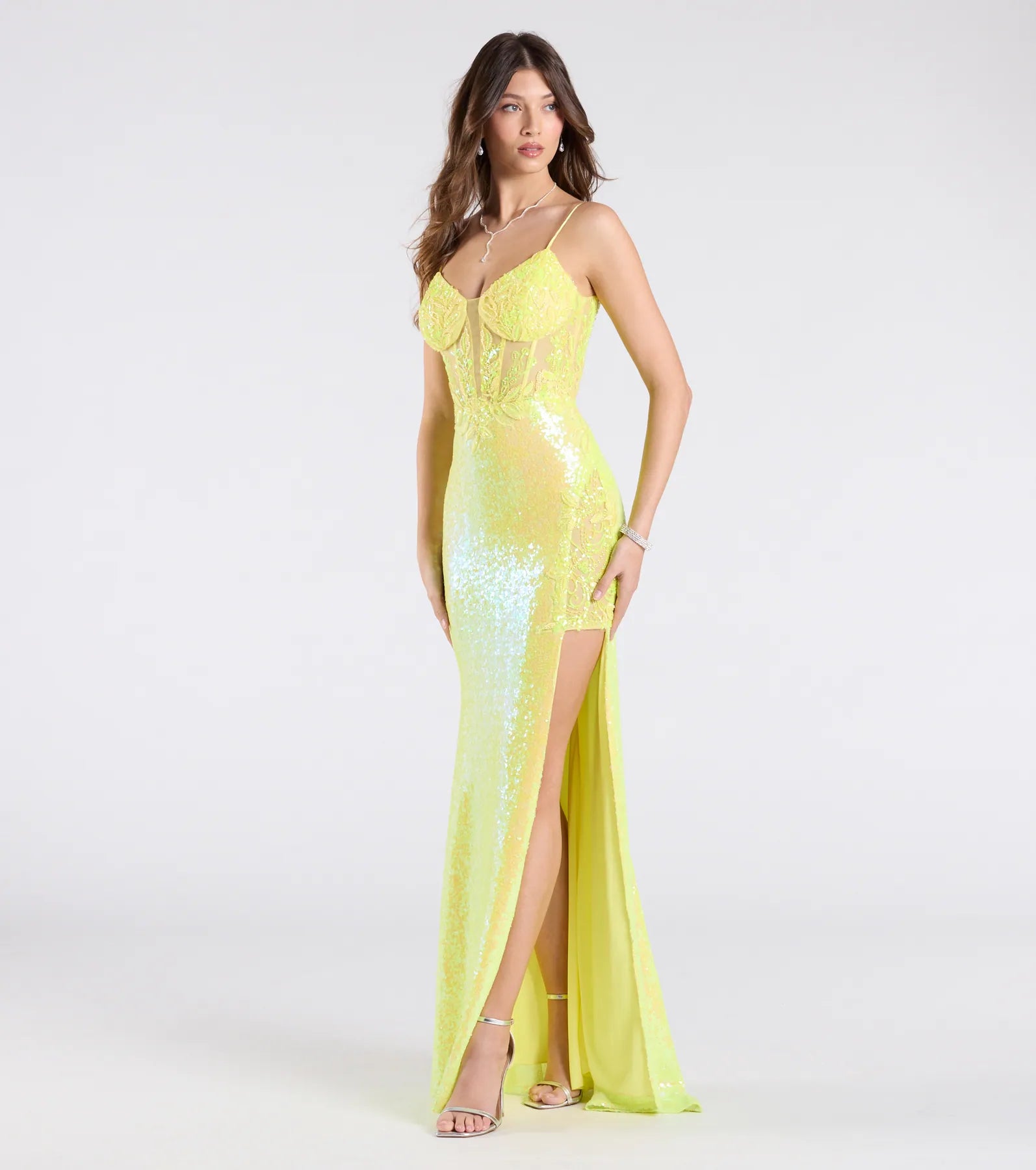 Ultimate Antonia Lace-Up Corset Sequin Formal Gown