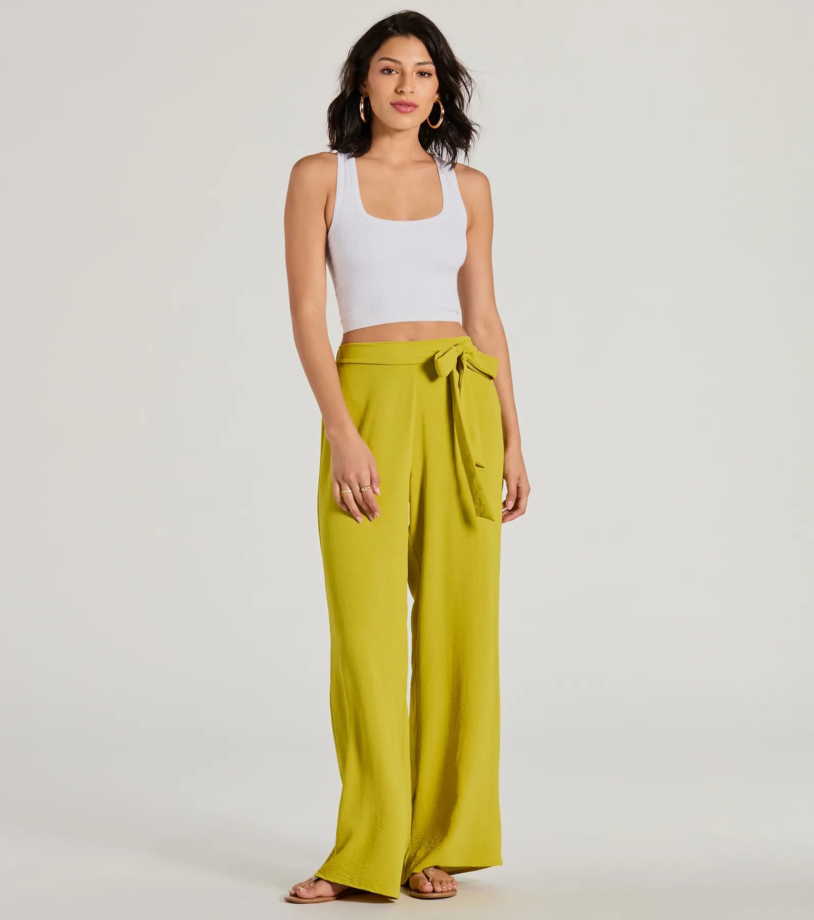 Premium Coastal Chic Tie-Waist Wide-Leg Pants