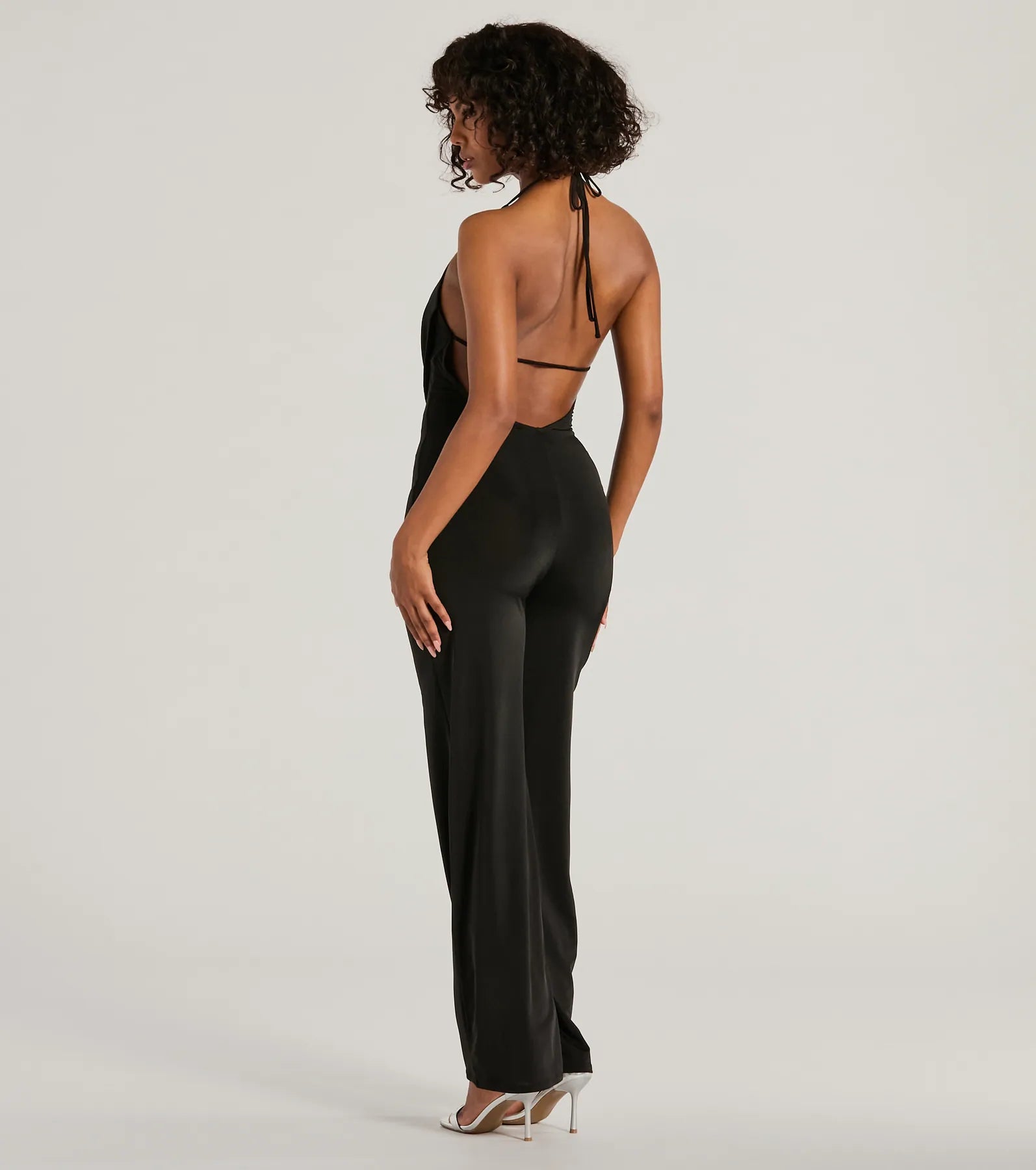 Ultimate Elegance Cowl Neck Strappy Wide-Leg Jumpsuit