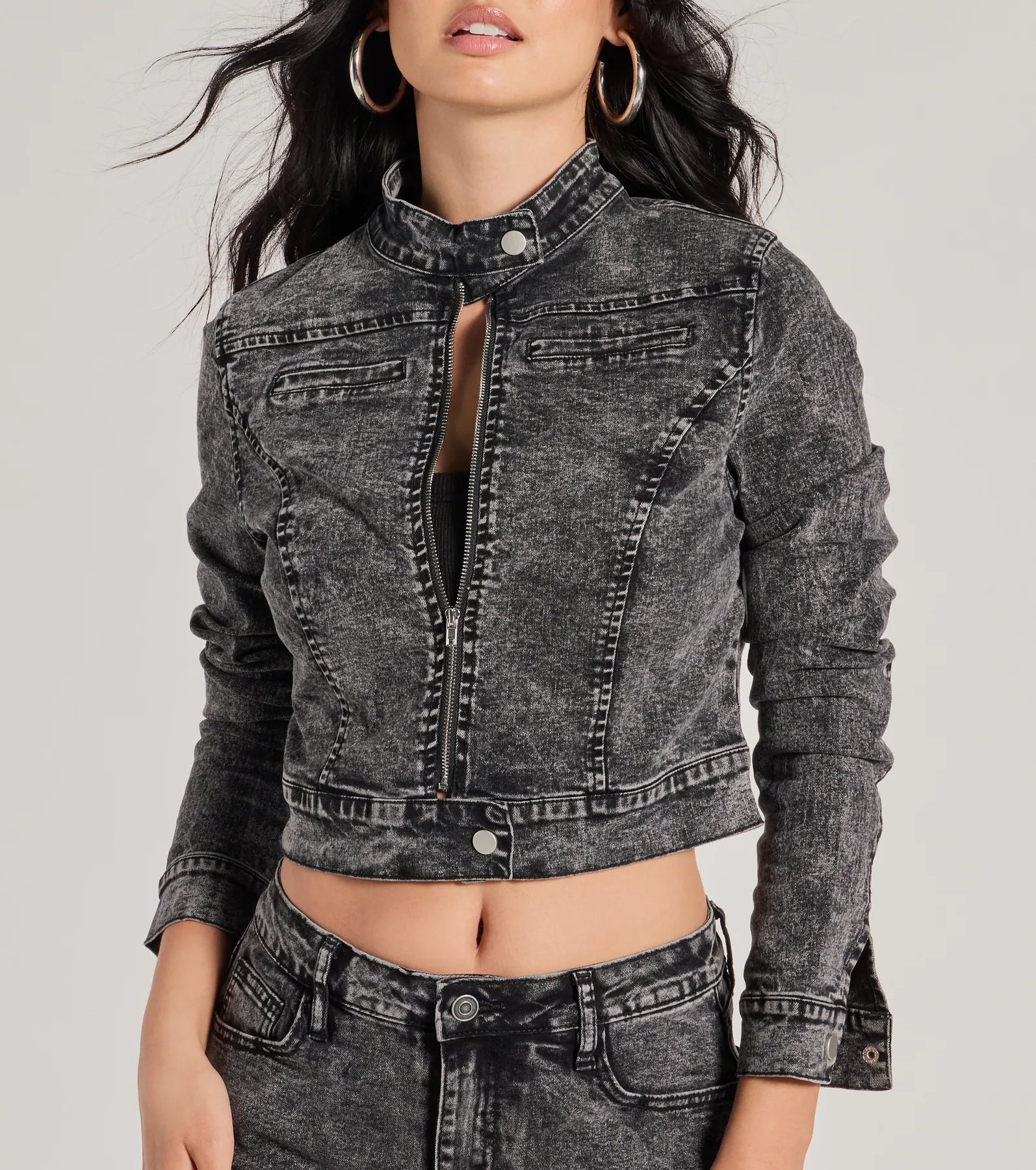 Ultimate Edgy Moto Acid-Wash Denim Jacket