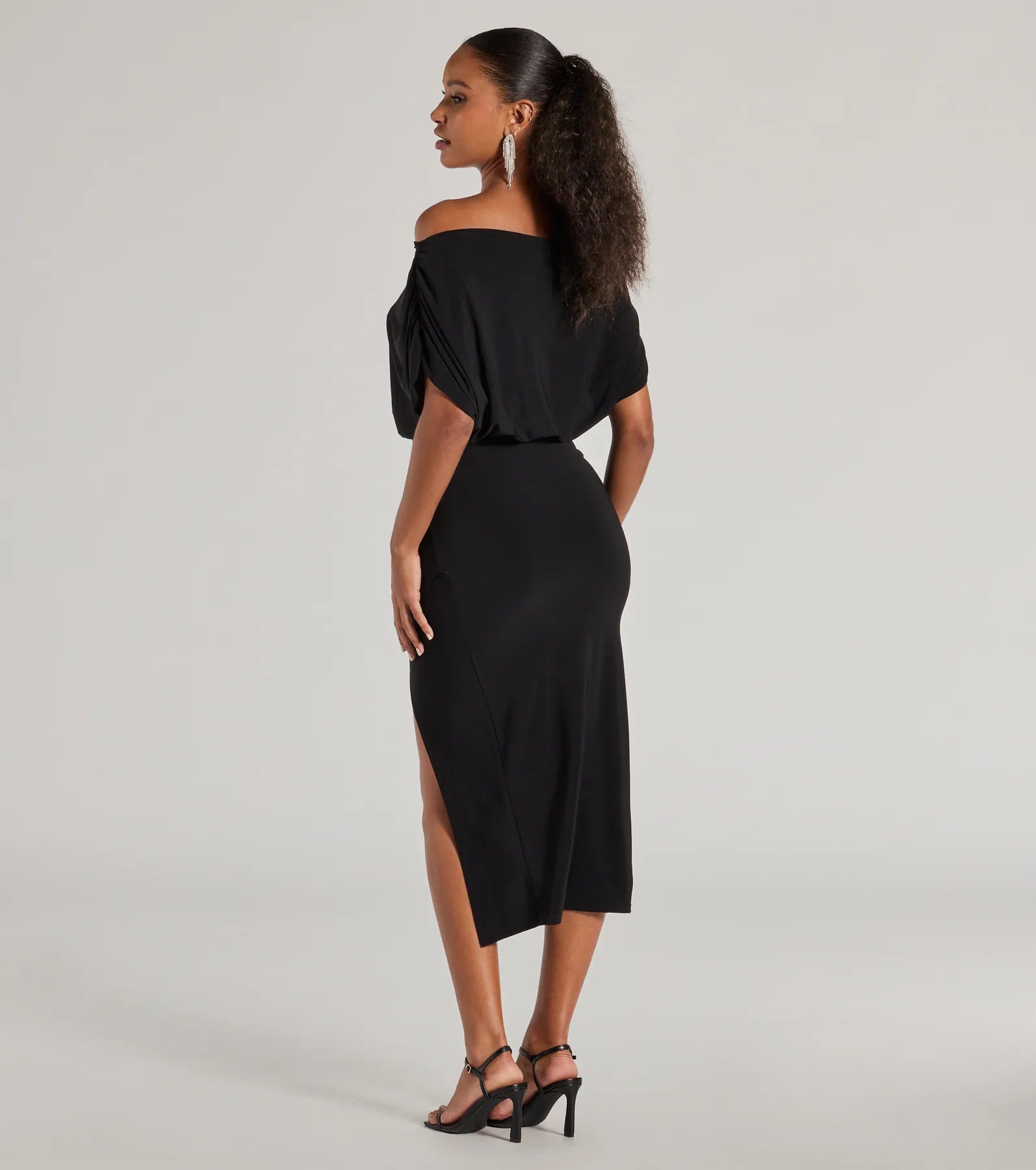 Ultimate Elegance Off-The-Shoulder Midi Dress