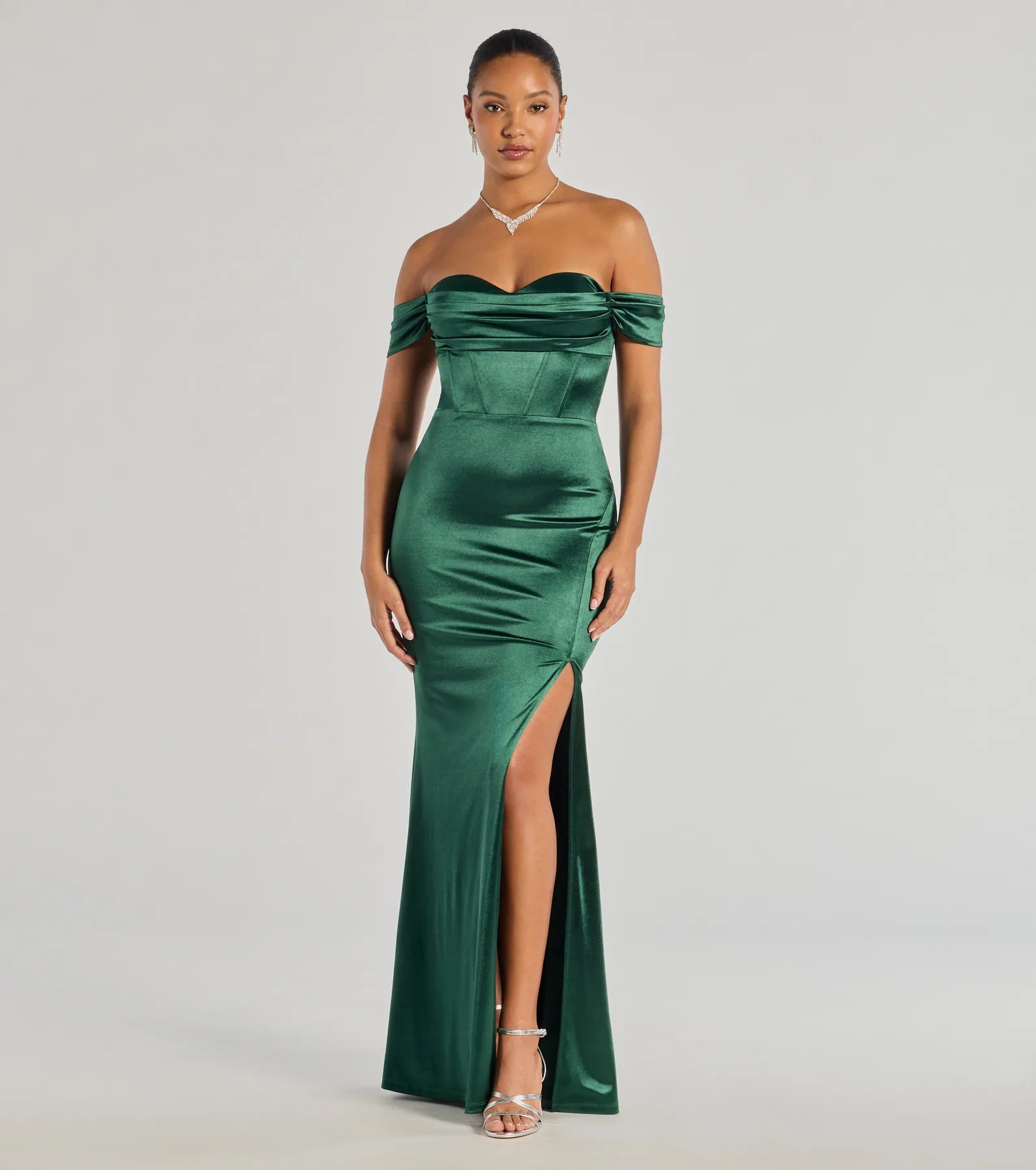 Ultimate Laura Off-The-Shoulder Mermaid Satin Formal Dress