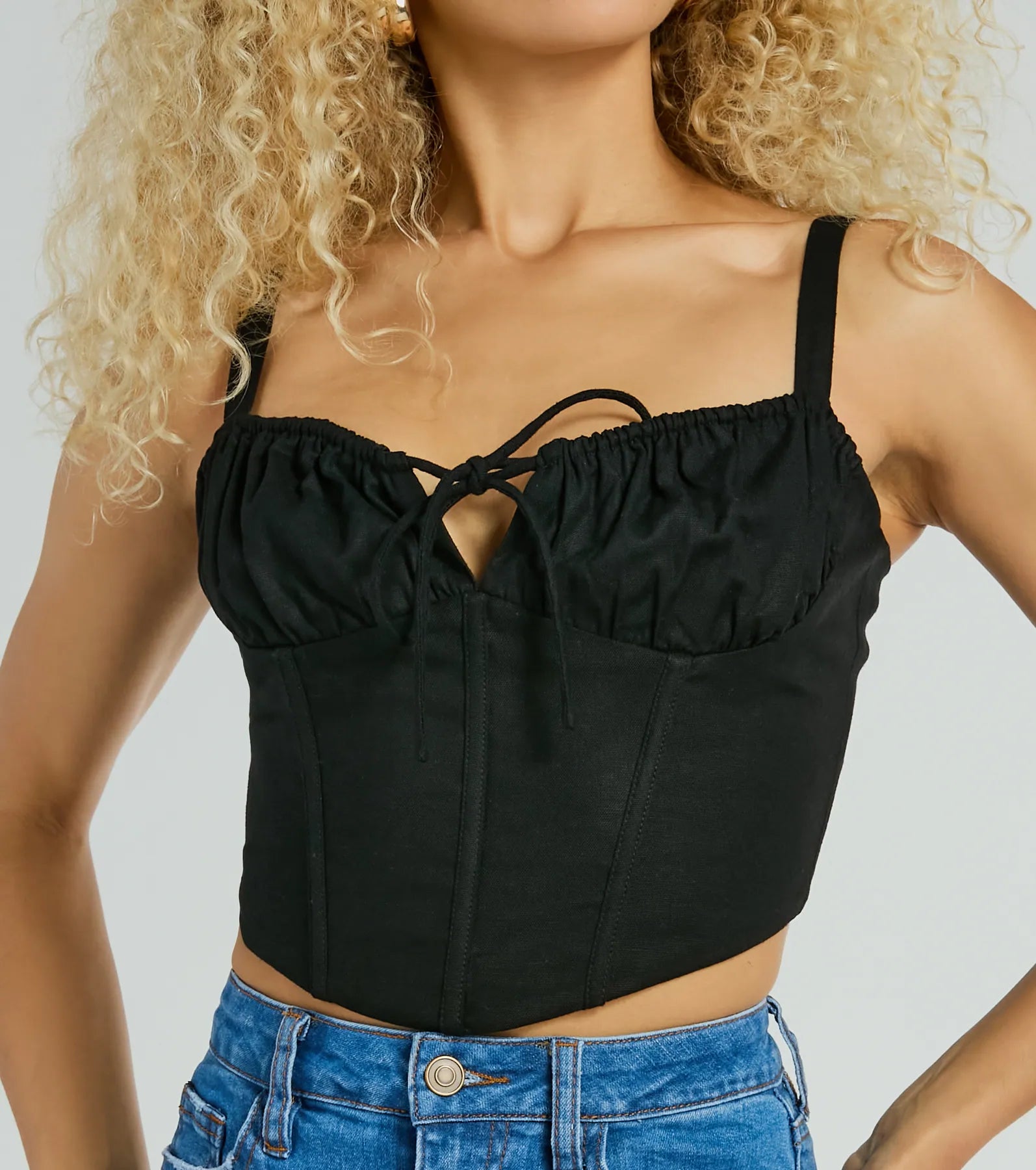 Ultimate Linen Corset Top: Tie-Front Elegance