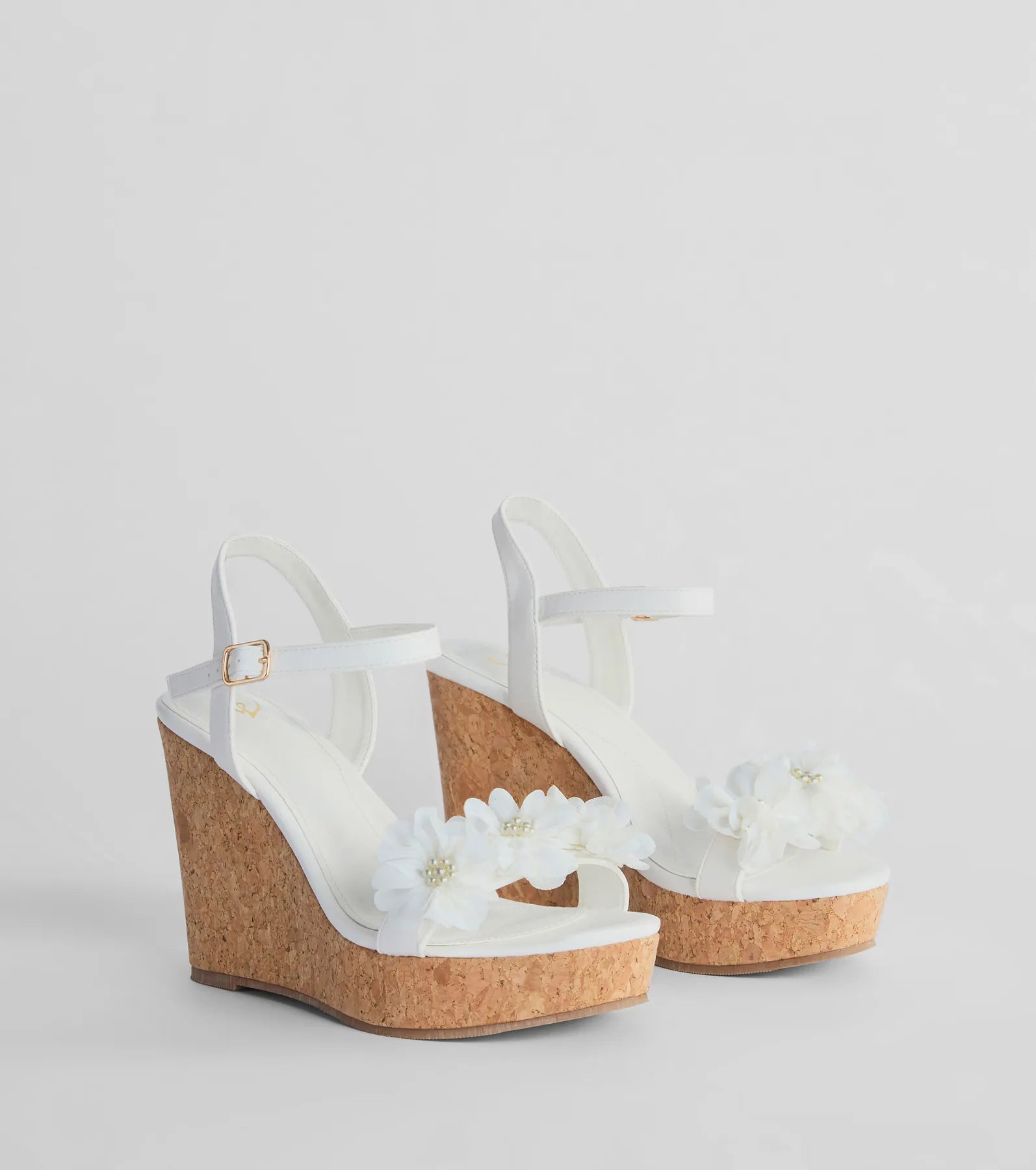 Elegant Pearl Flower Cork Wedges for Brides