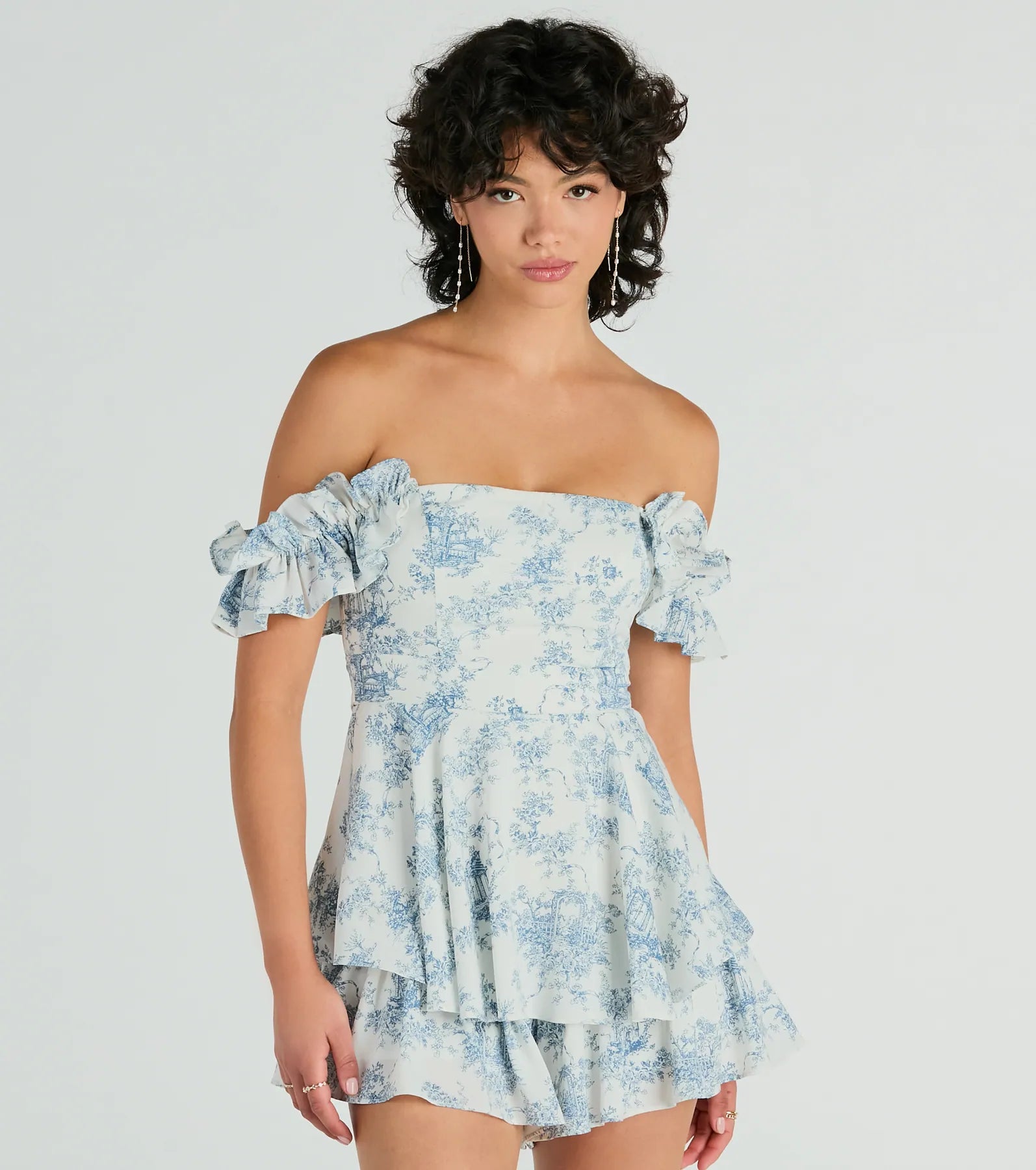 Premium Scenic Print Off-The-Shoulder Romper - Ultimate Summer Style