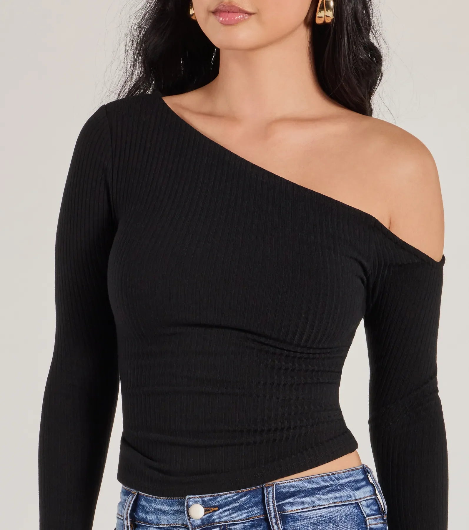 Premium Cozy Trend Hacci Knit Off-Shoulder Long Sleeve Top